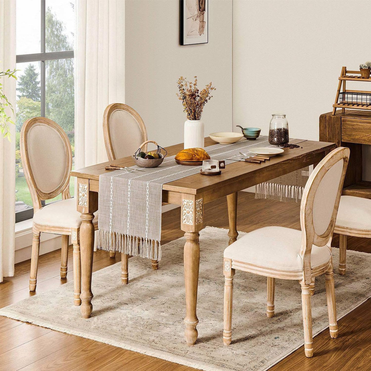 Zeemart Farmhouse Table Runner, Rustic Table Runners 36 Inches Long, Linen Boho Table Runner, Braided Striped Coffee Table Runne