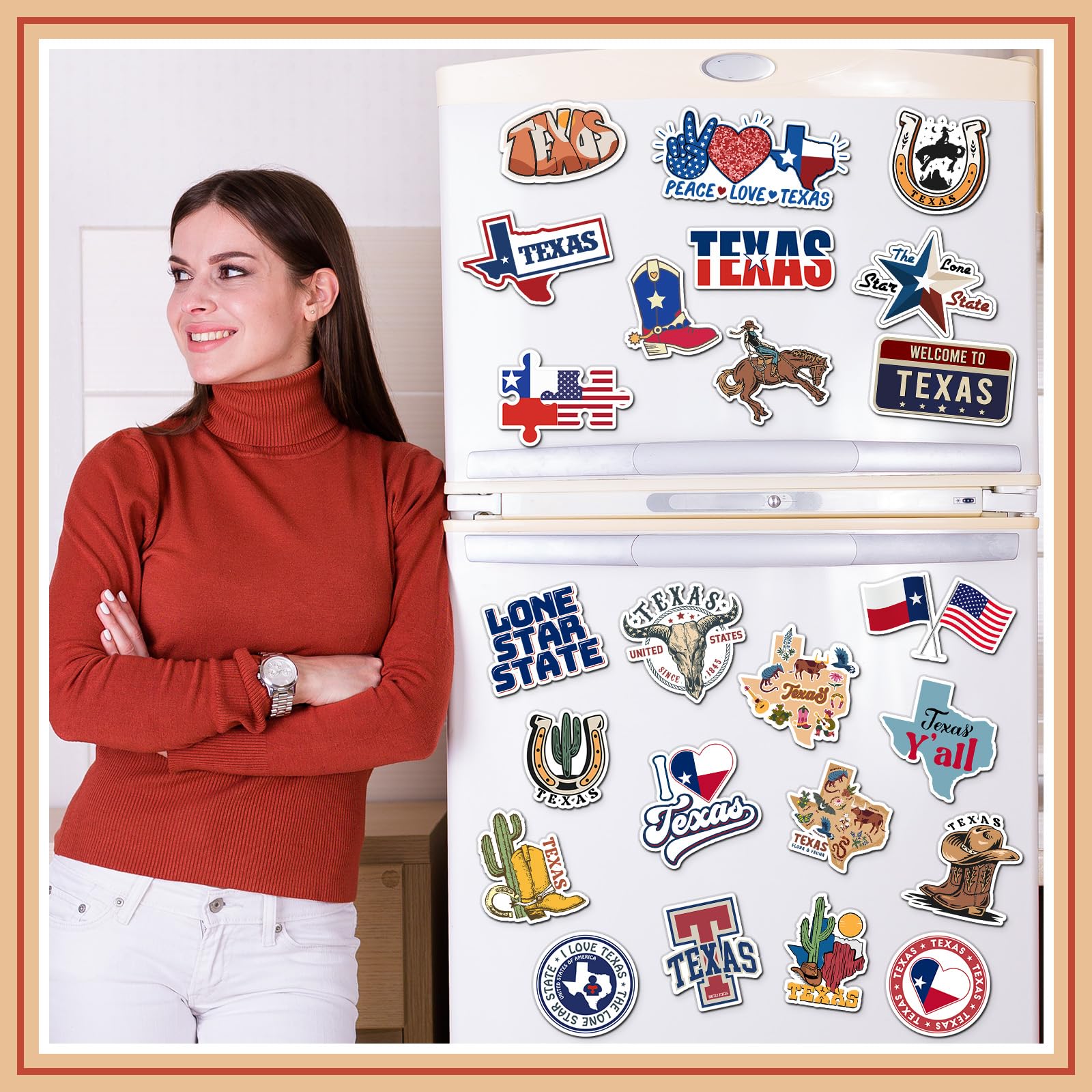 Konohan 30 Pcs Texas Souvenirs Gifts Texas Magnet for Refrigerator City Magnetic Refrigerator Stickers for Home Decoration