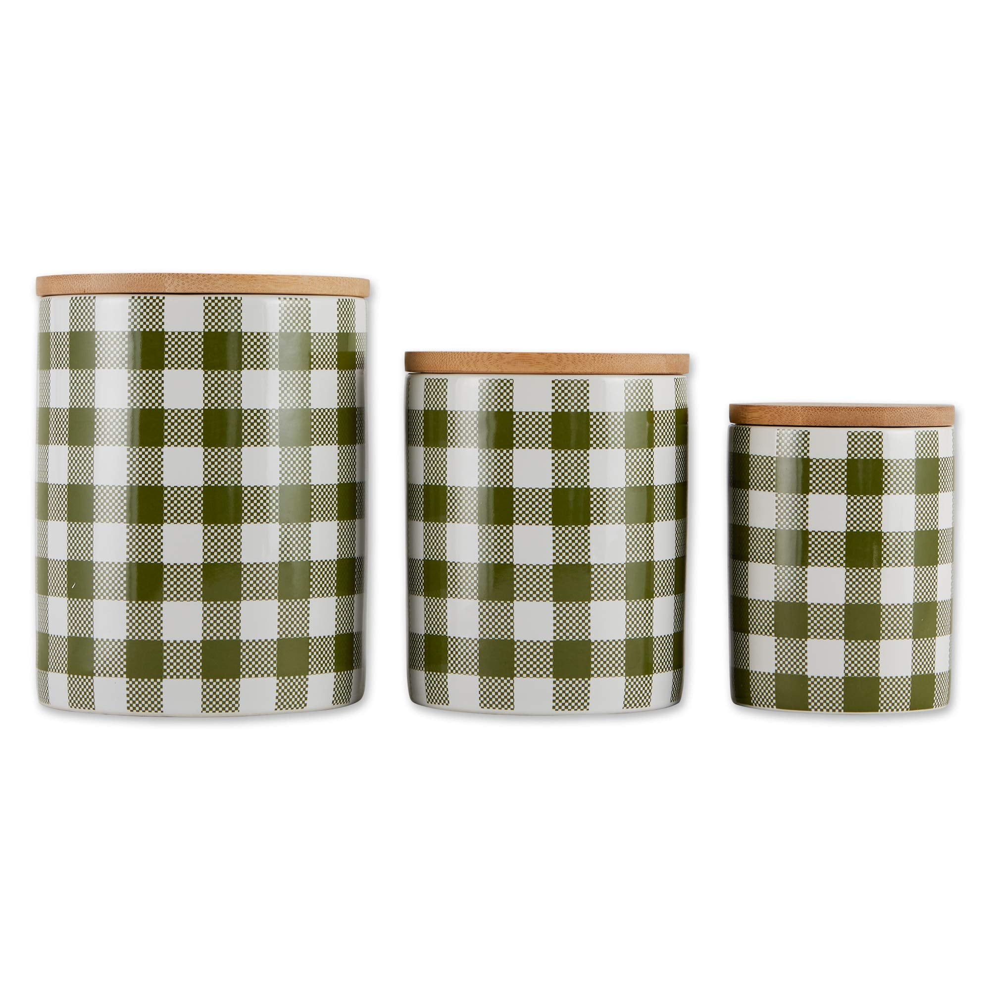 DII Ceramic Canister Sets for the Kitchen Food Safe Storage Containers with Lids, Large, Medium & Small, Buffalo Check, Antique 