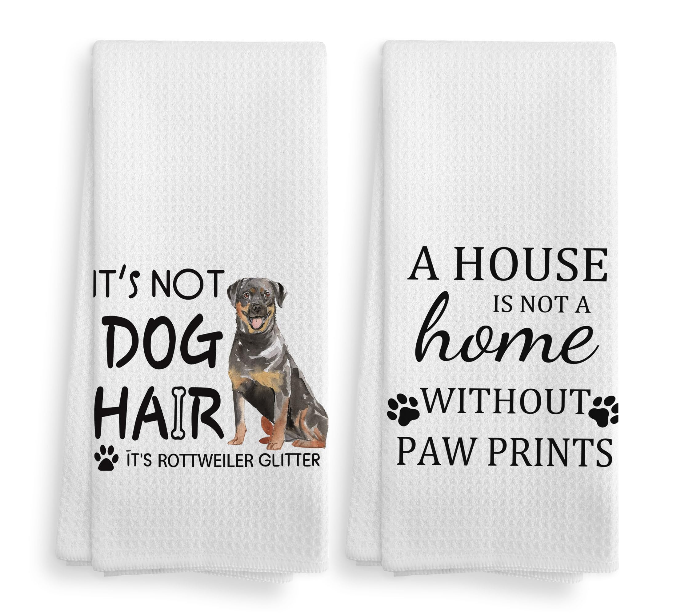 NOQL Rottweiler Kitchen Towels and Dishcloths Set of 2, Rottweiler Gifts for Women, Dog Kitchen Towels, Dog Hand Towels, 16  24 