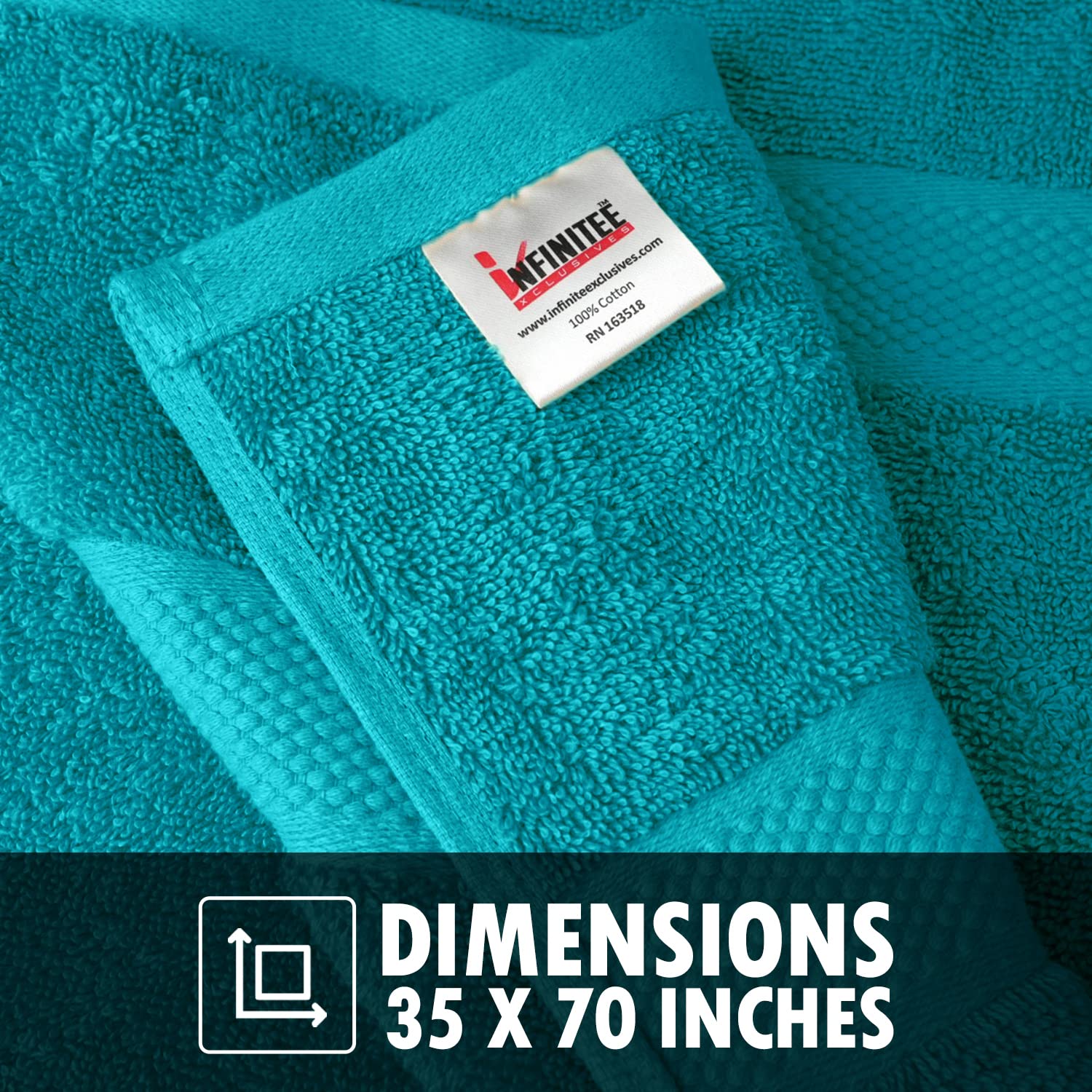 Infinitee Xclusives Premium Teal Bath Sheets - Pack Of 2, 35X70 Inches Large Bath Sheet Towel - 100 Cotton Ultra Soft And Absorb