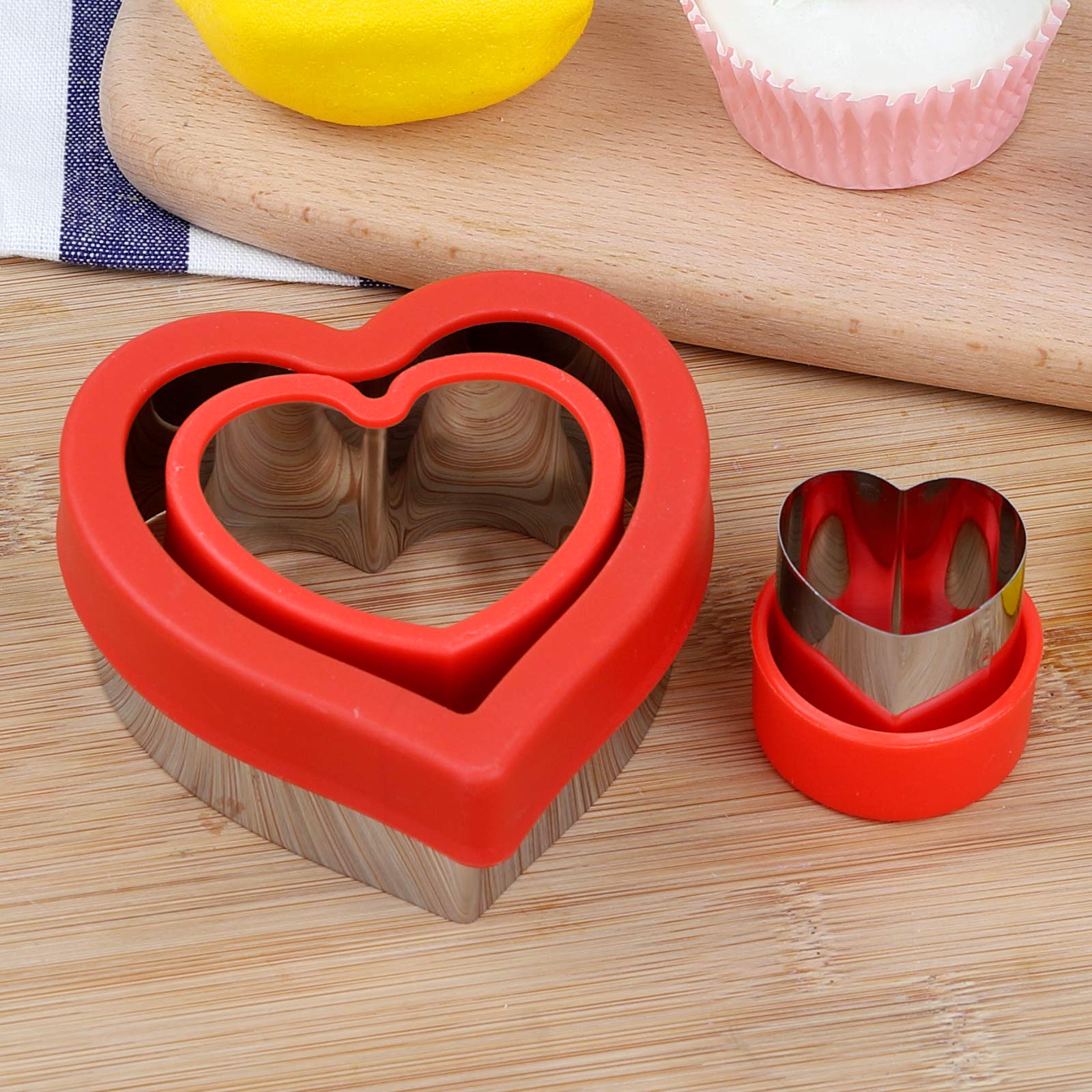 Love Heart Shape Cookie Cutters, Baking Vegetable Shape Cutters, Mini & Medium & Large Cookie Cutters,The Valentines Day Cookie