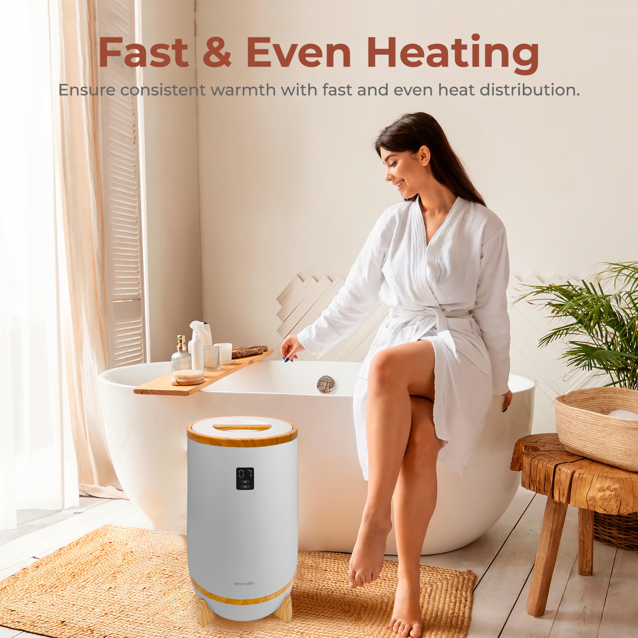 Serenelife Single Touch Towel & Blanket Warmer With Fragrant Disc Holder And Led Ring, Automatically Shut Off Feature, Built-In