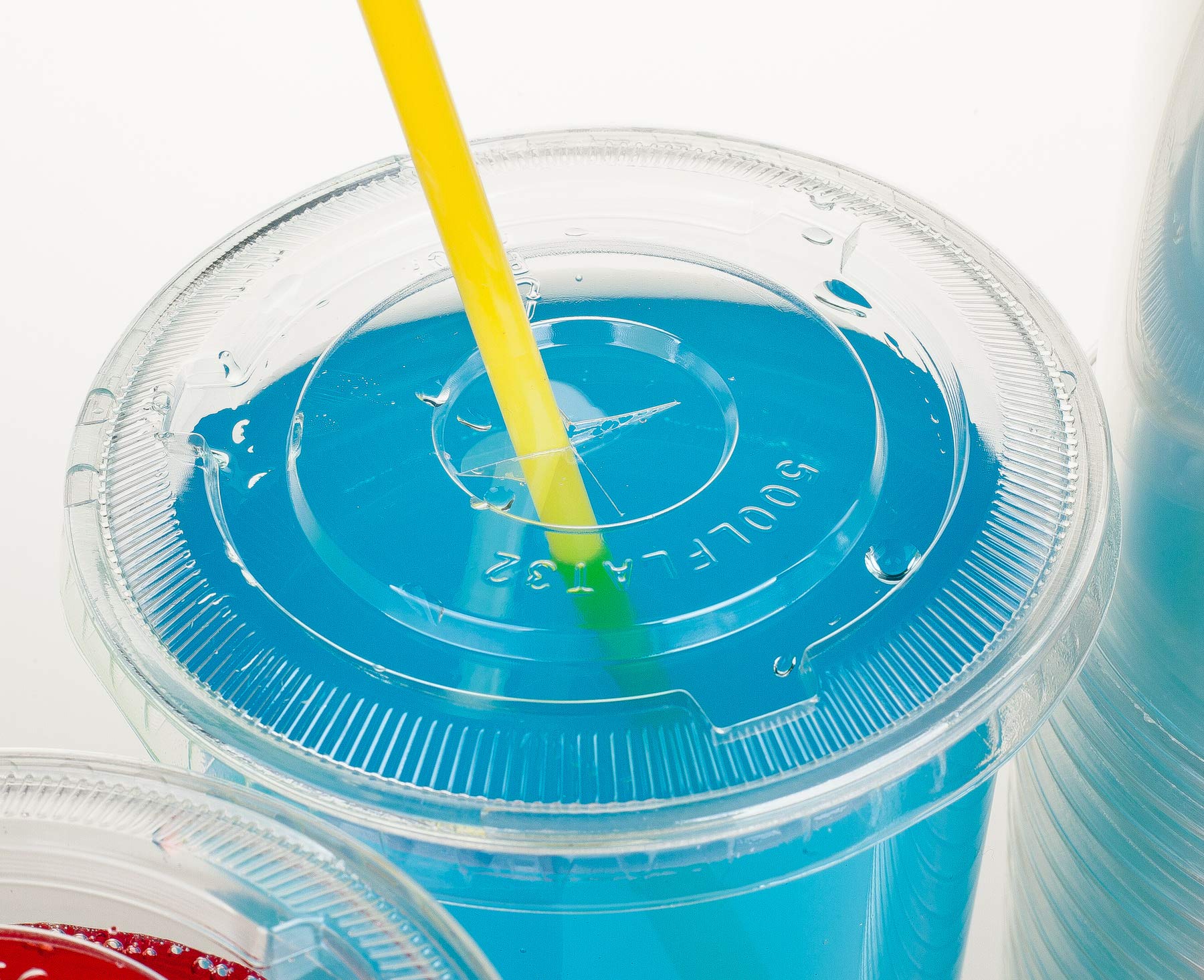 Golden Apple Cup Series, 32Oz Clear Plastic Cups With Flid Lids With X Hole 25Sets