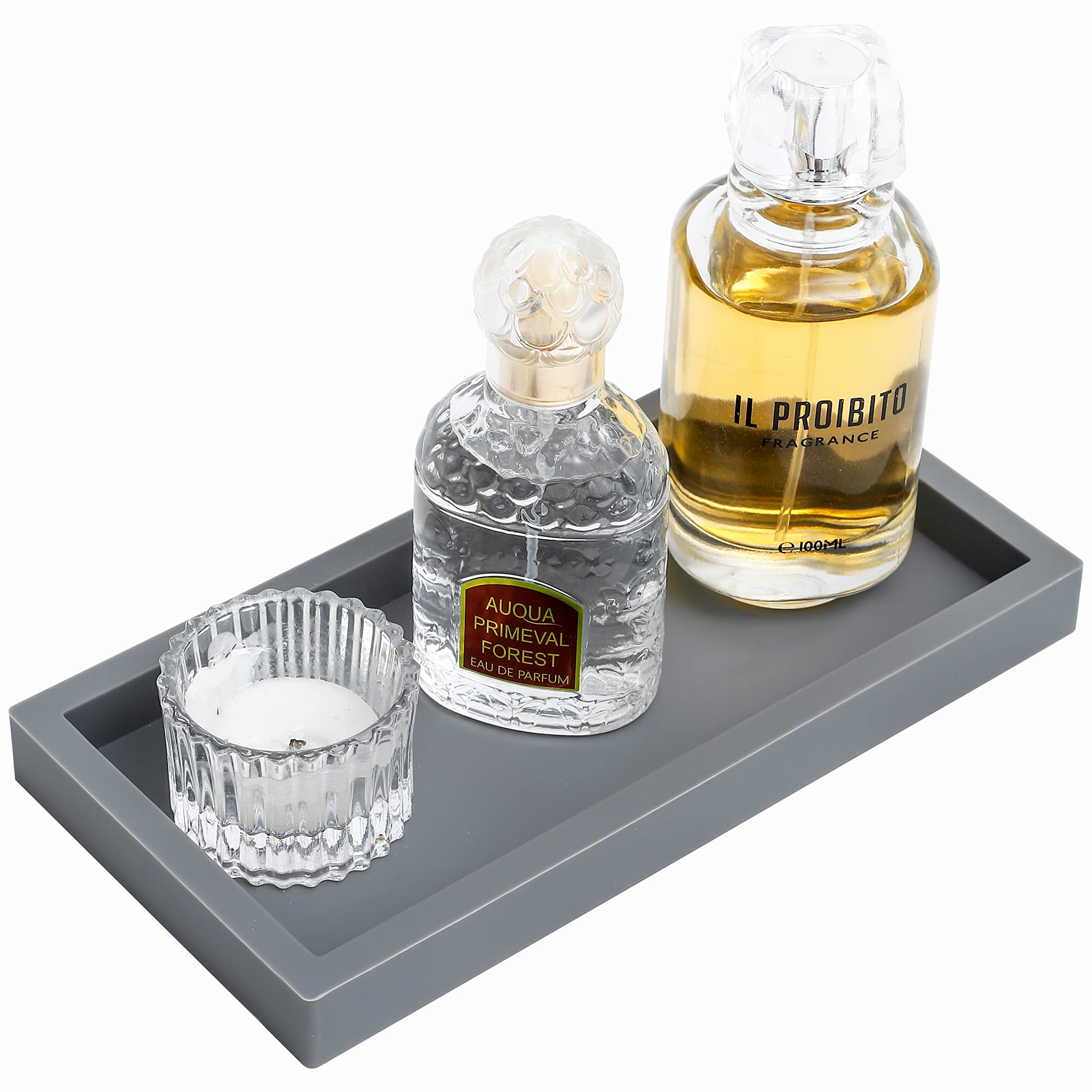 Small Silicone Bathroom Vanity Tray Rectangle Soap And Sponge Holder Kitchen Sink Organizer For Scrubber, Lotion Bottles, Perfum