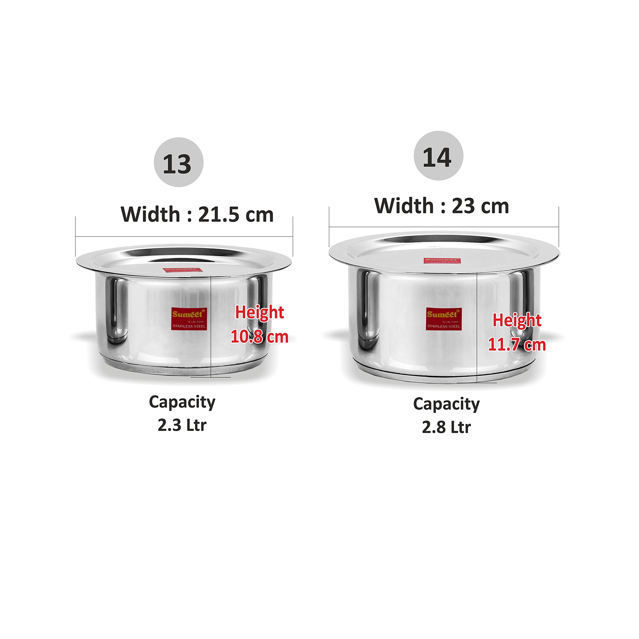 Sumeet 2 Pcs Stainless Steel Induction Bottom (Encapsulated Bottom) Induction & Gas Stove Friendly Container Set/Tope/Cookware S