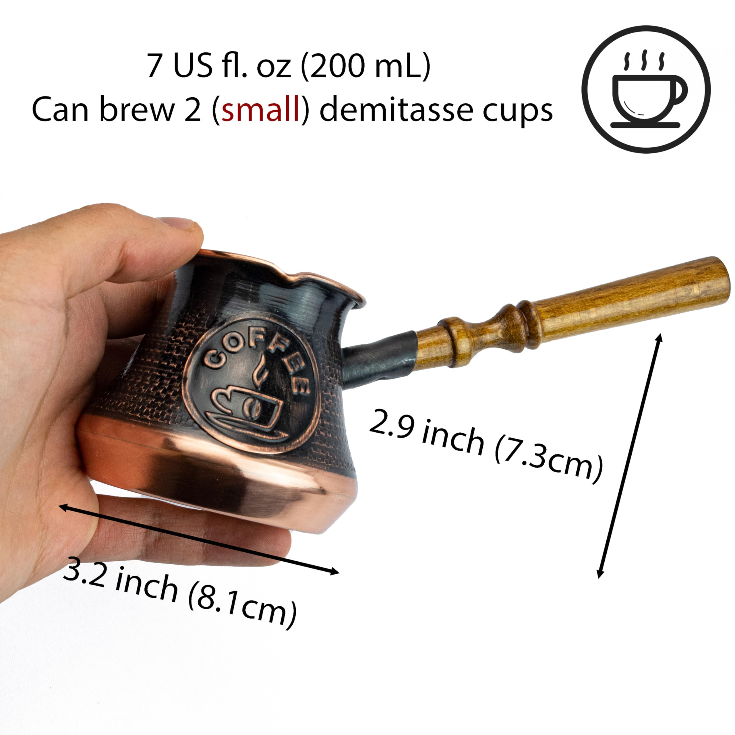 Handmade Coffee Pot Maker 7 Fl Oz Copper Armenian Jazva Ararat Turkish Arabic Greek Cezve Jezve Ibrik Turka Jazzve Jazve Wooden