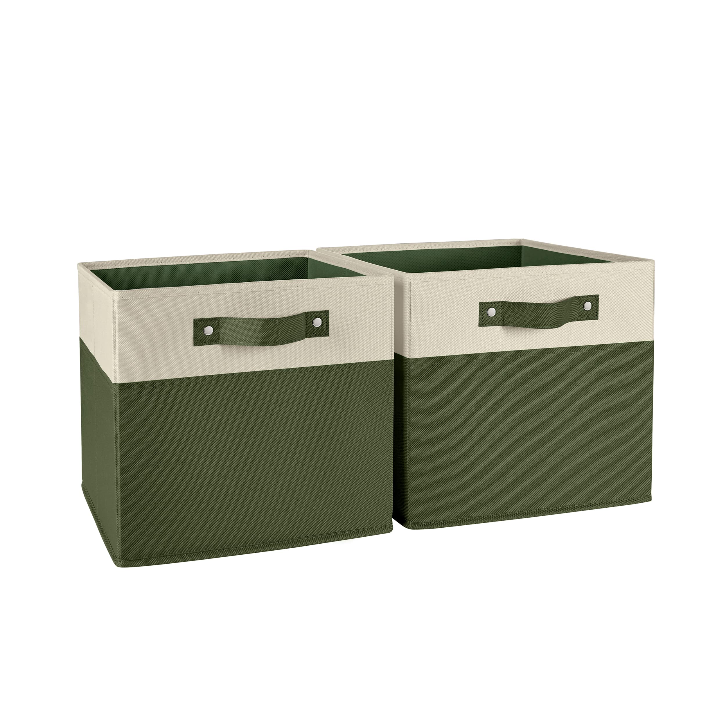 Riverridge Kids 2Pc 10.5In Two-Tone Folding Storage Bin Set - Olive