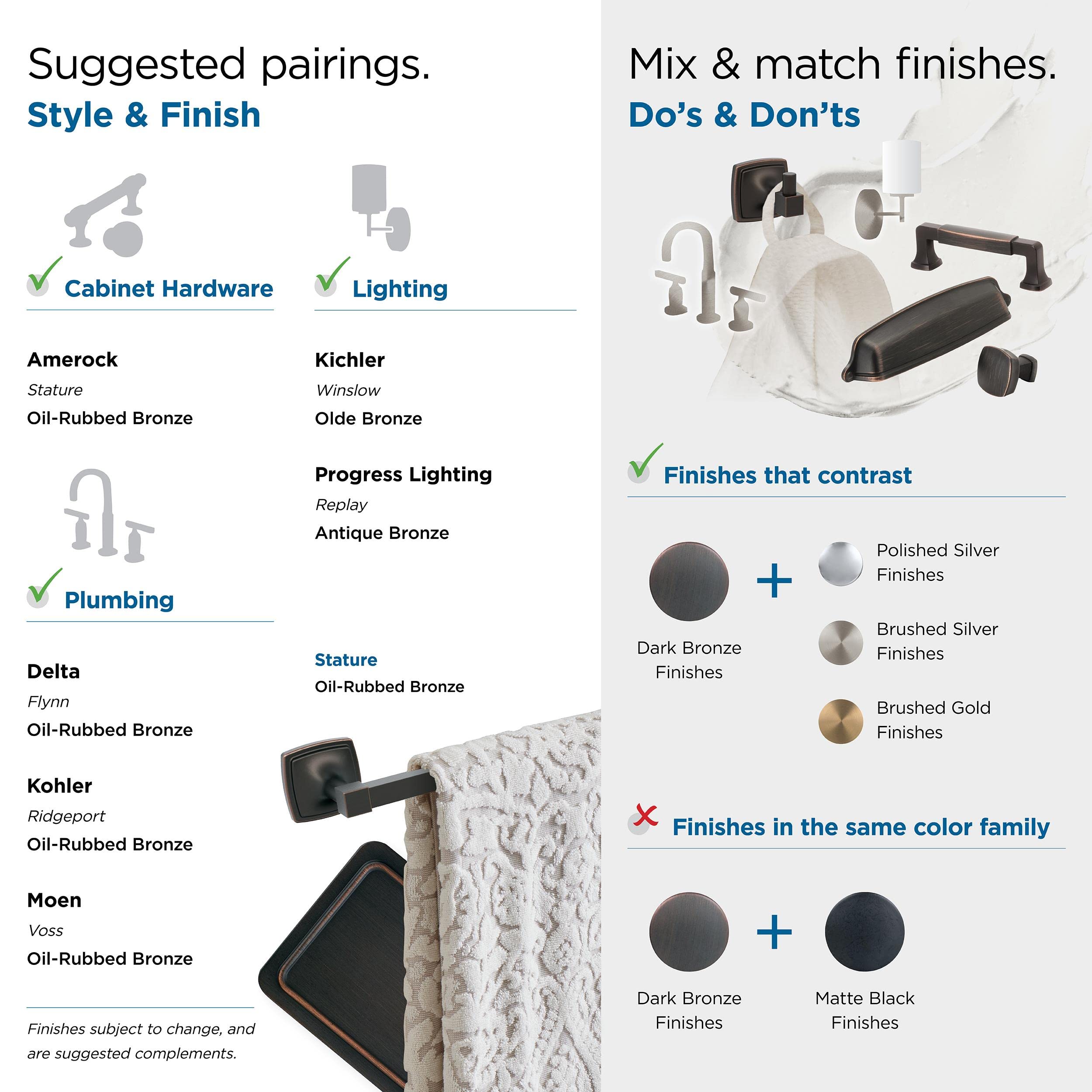 Amerock Bh36093Orb | Oil Rubbed Bronze Towel Bar | 18 In (457 Mm) Towel Rack | Stature | Bathroom Towel Holder | Bathroom Hardwa