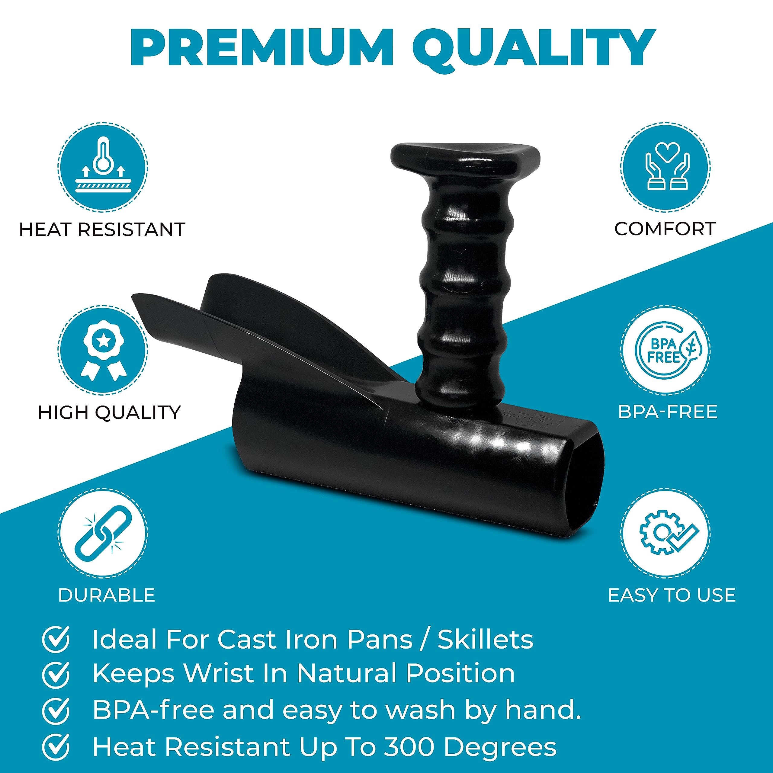 Pan Buddy- Vertical Attachment For Pan Handle- Adds Leverage And Support- Makes Lifting Heavy Cookware Easier! (Black)