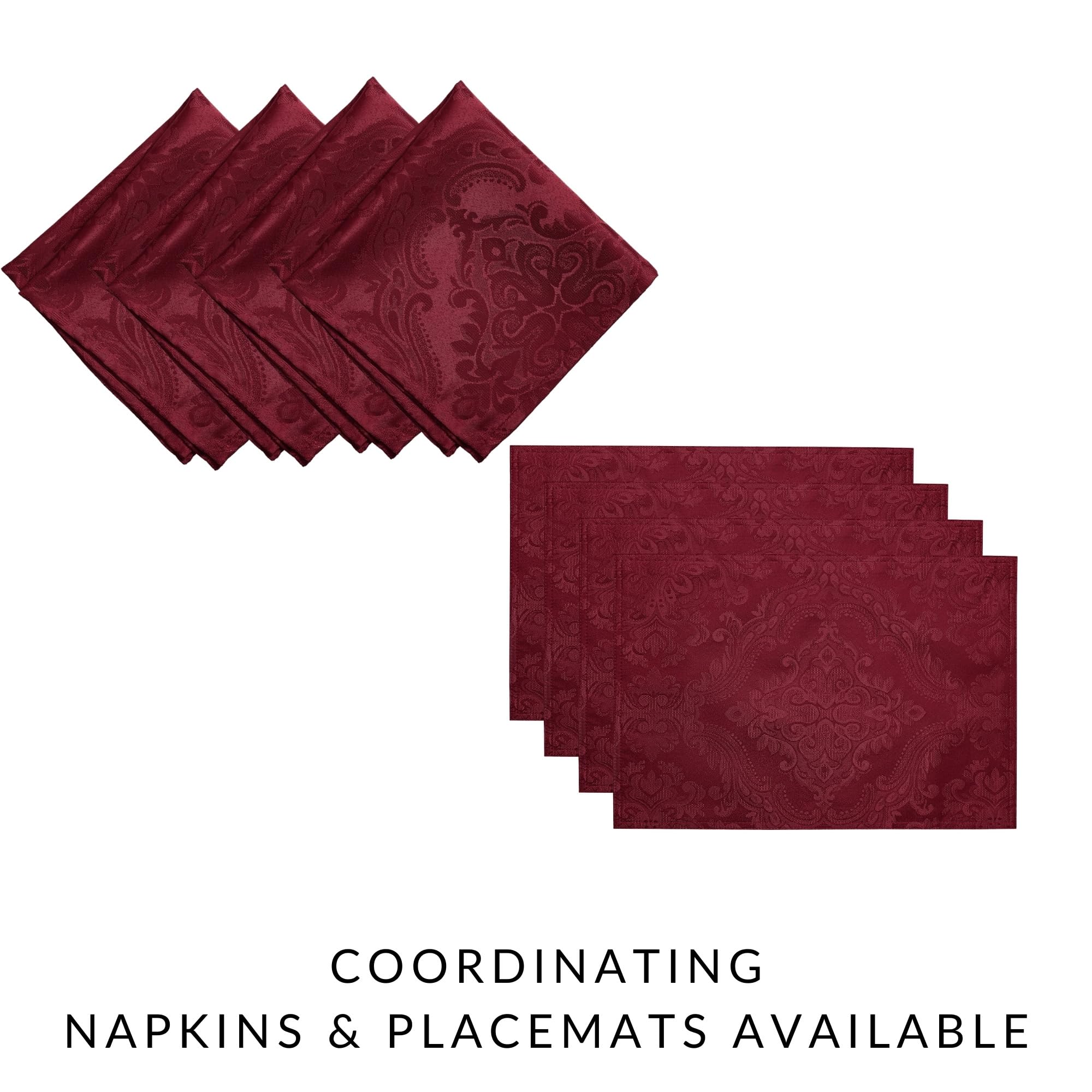 Elrene Home Fashions Caiden Elegance Damask Fabric Napkins (Set Of 4), 17'' X 17'', Cranberry 4 Count