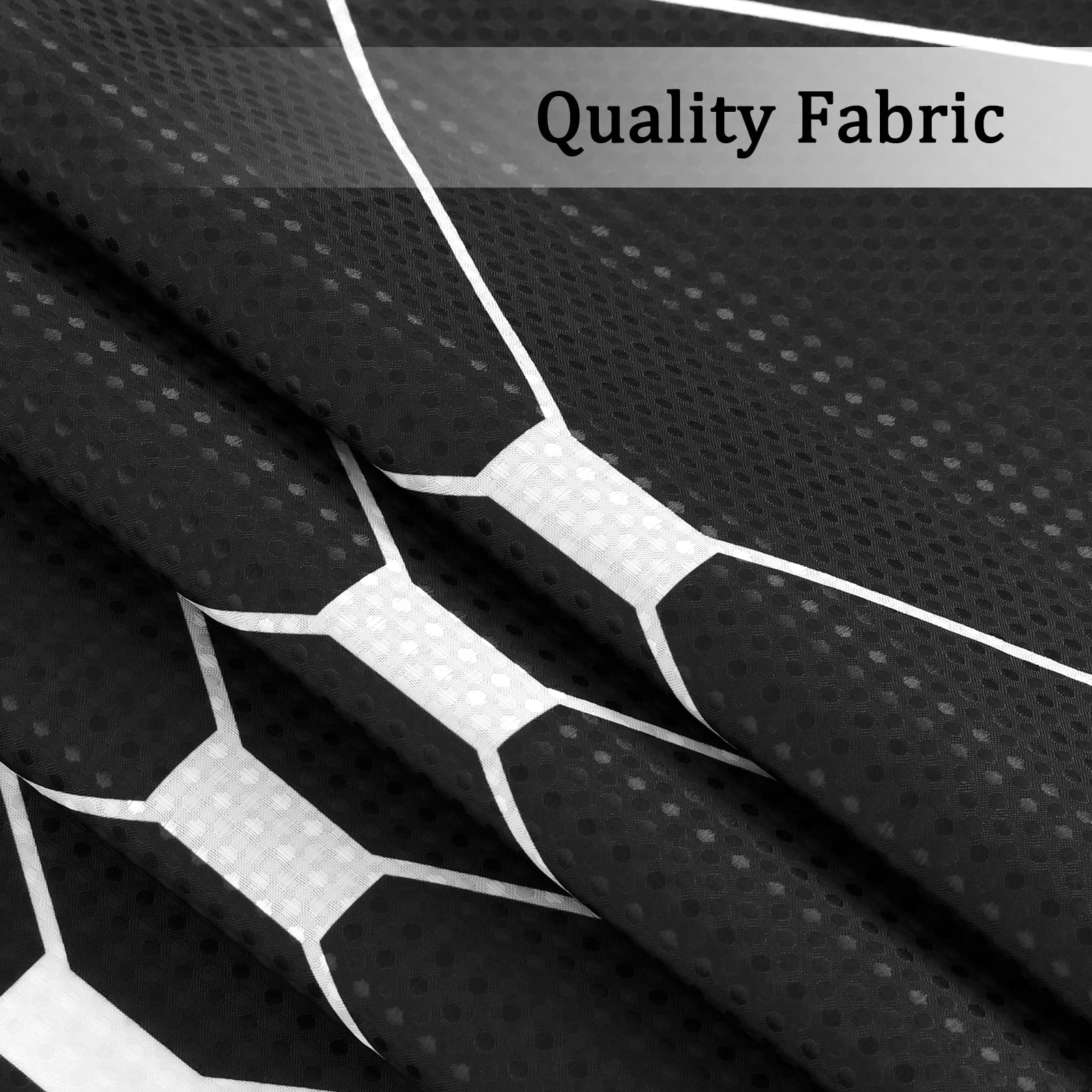 Black Geometric Shower Curtain W 54 X H 78, Waffle Weave Textured Ombre Shower Curtain For Bathroom, Black White Gradual Fabric