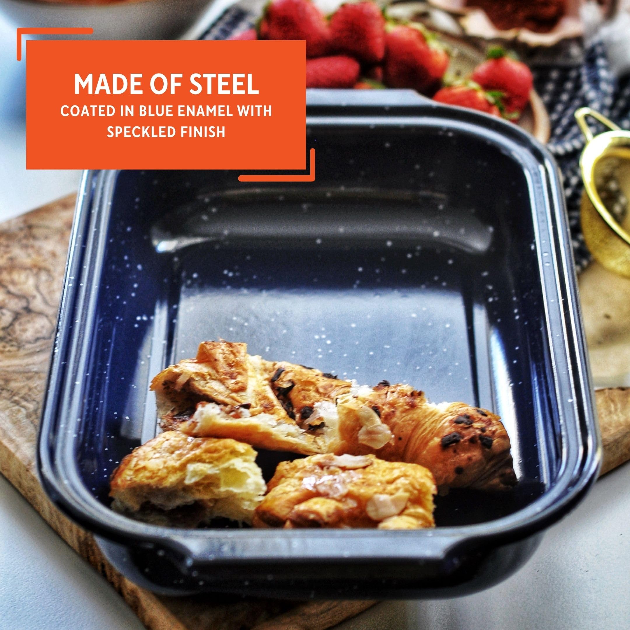 Imusa Traditional Blue Speckled Roaster/Baking Pan 12'' X 7.8