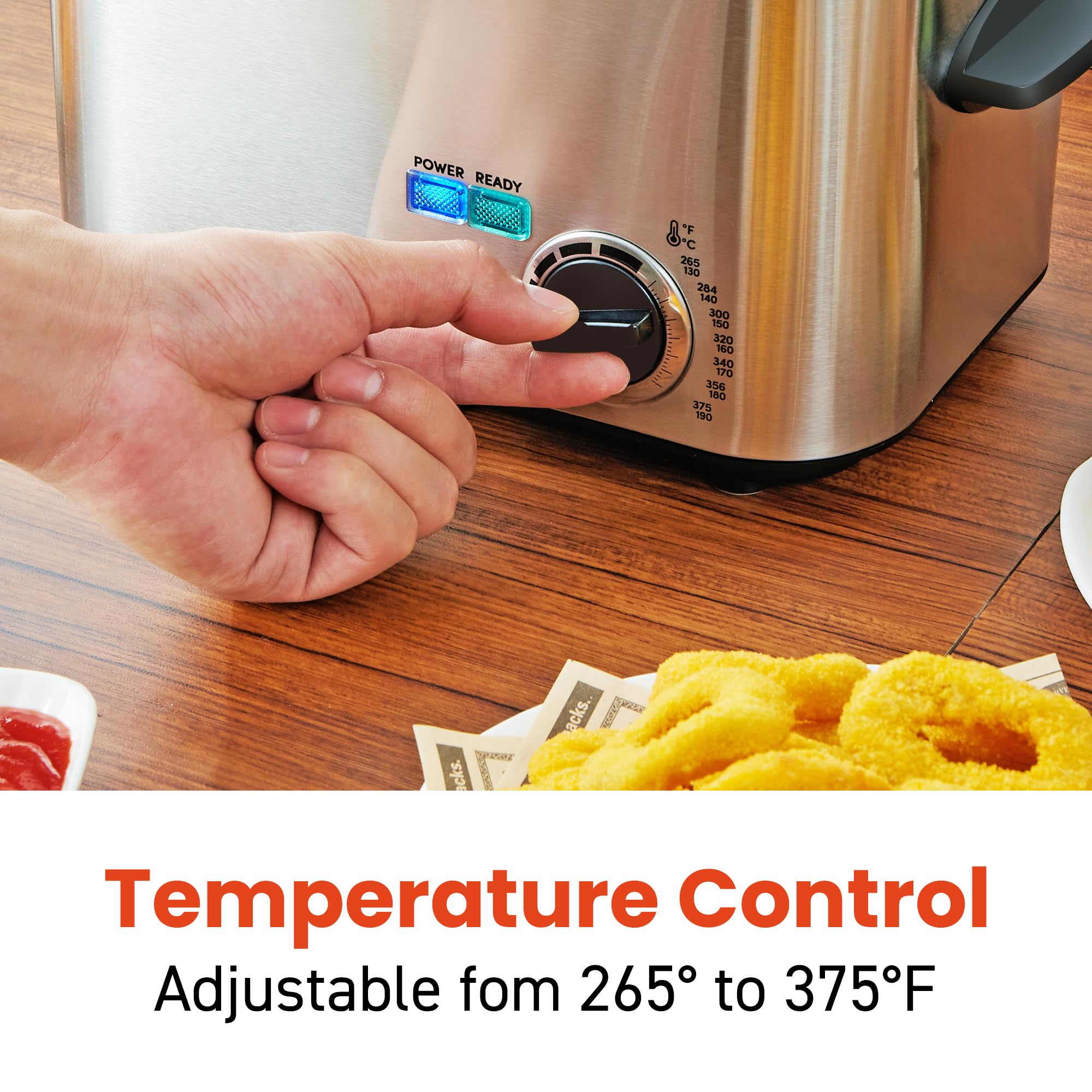 Elite Gourmet EDF1116 Electric Deep Fryer, 1.2 Qt. Stainless Steel, Adjustable Temperature, Removable Basket, Cool-Touch Lid