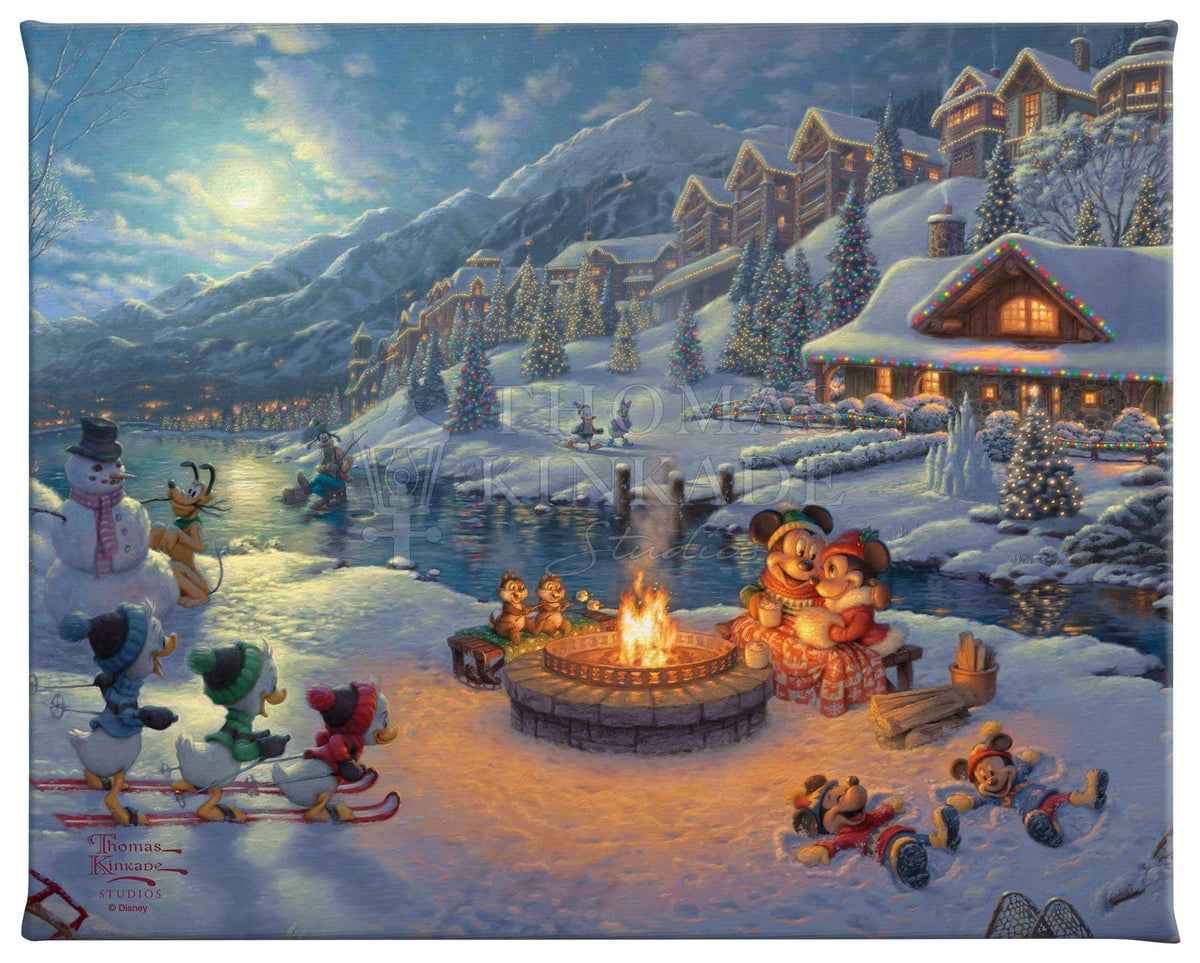 Thomas Kinkade Disney Mickey And Minnie Christmas Lodge 8 X 10 Gallery Wrapped Canvas