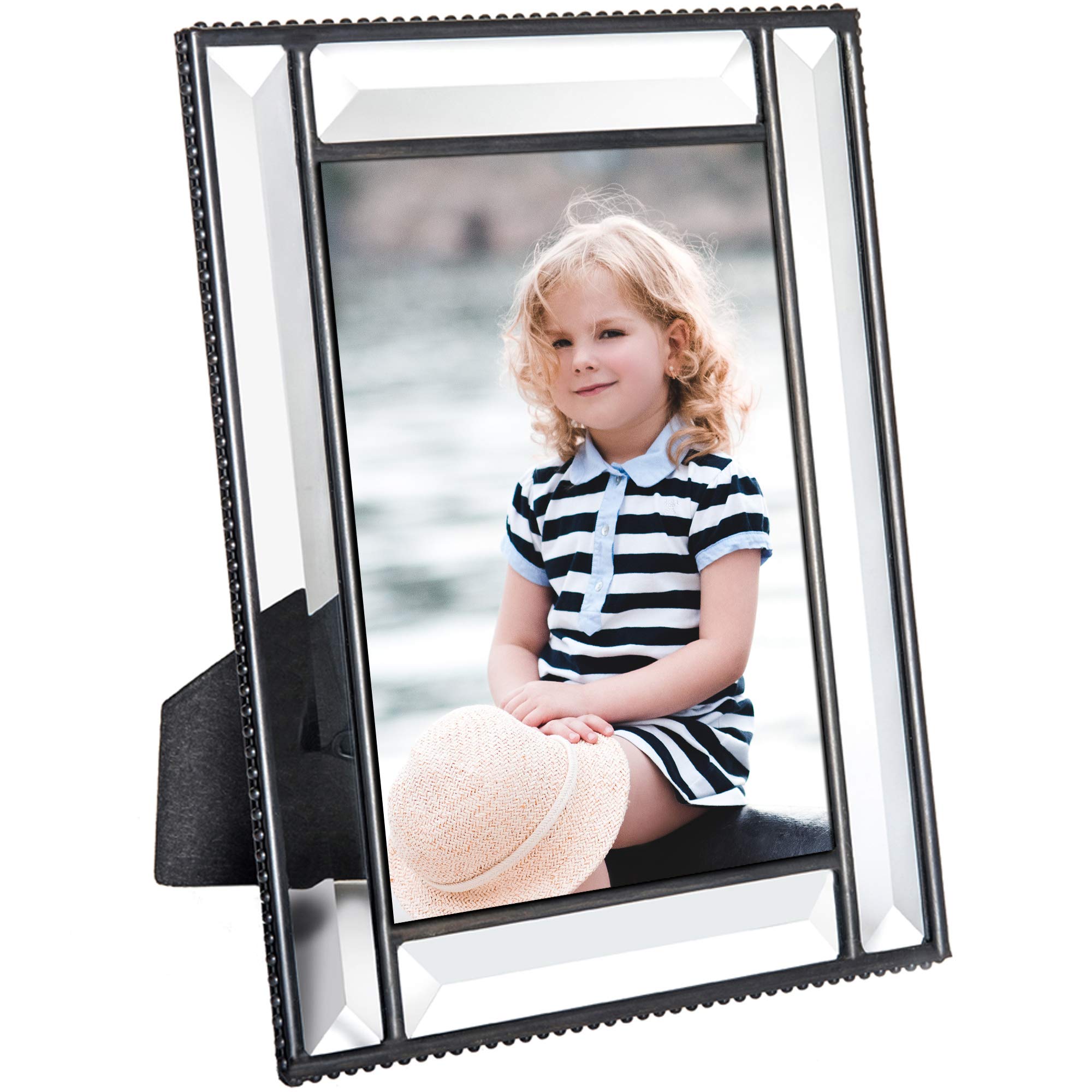 Beveled Glass Picture Frame Easel Back 4x6 Photo Frame Wedding Anniversary Engagement Graduation Gift Home Decor Clear J Devlin 