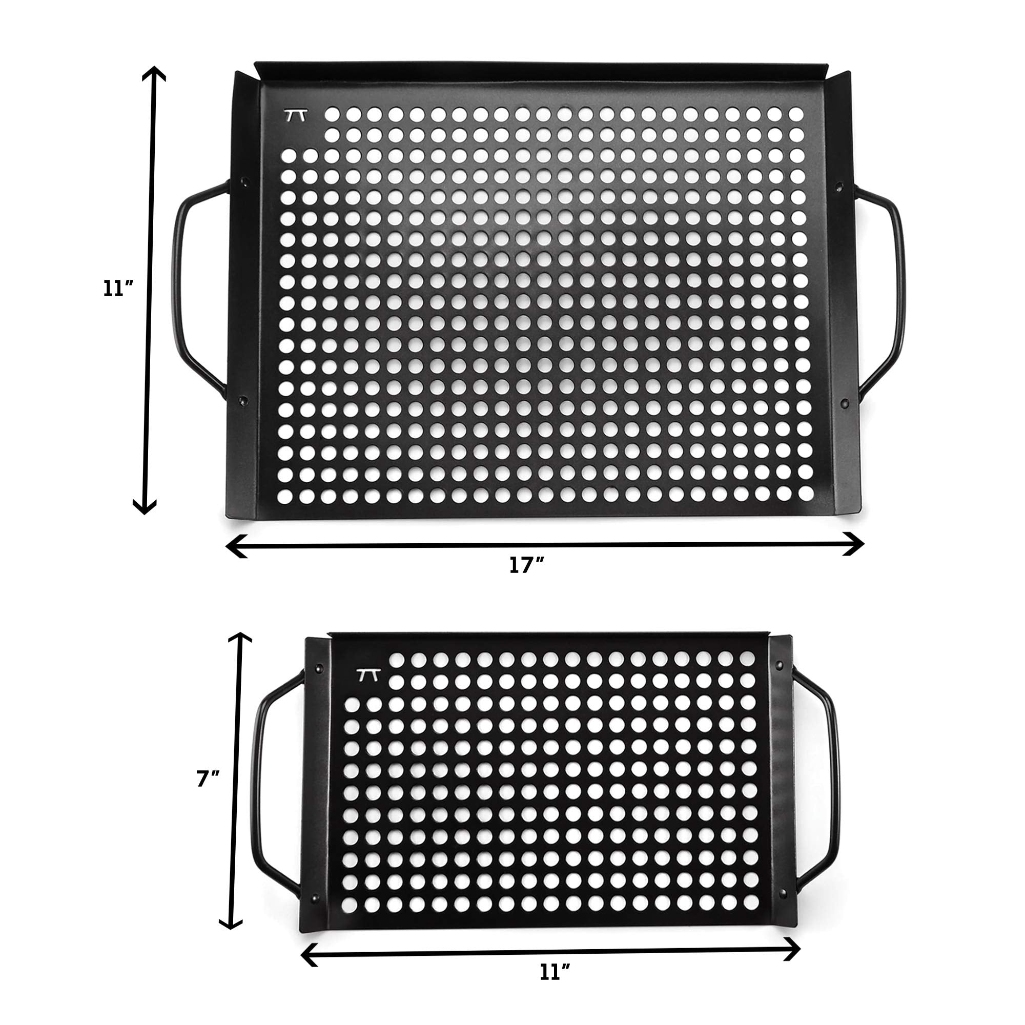 Outset 76452 Non-Stick Grilling And Bbq Grid, 7'' X 11'', 14'' X 11'', Set Of 2 Black
