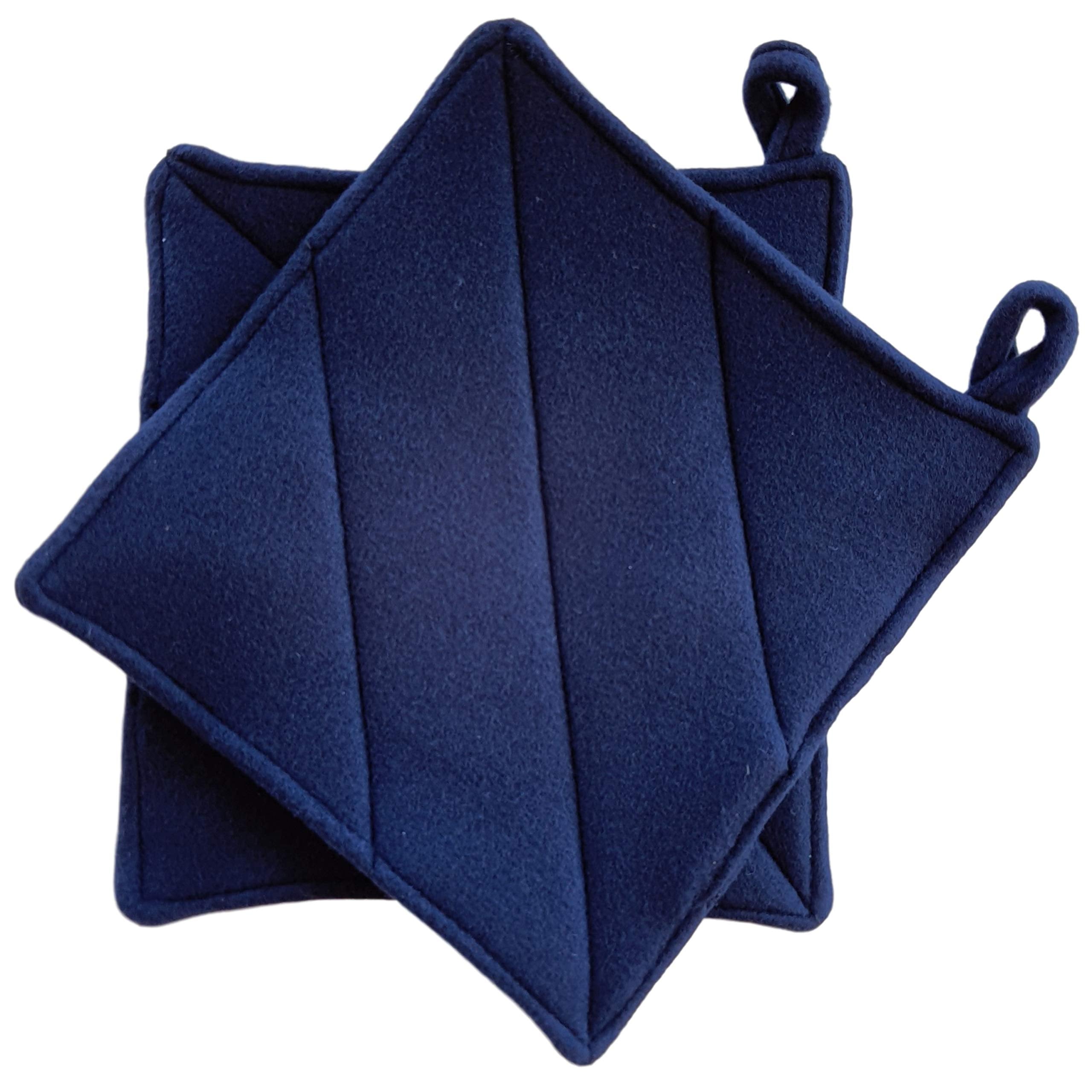 Cushystore Navy Blue Pot Holders Oven Pads Soft Fabric For Cooking Kitchen 7.75'', 2 Pack