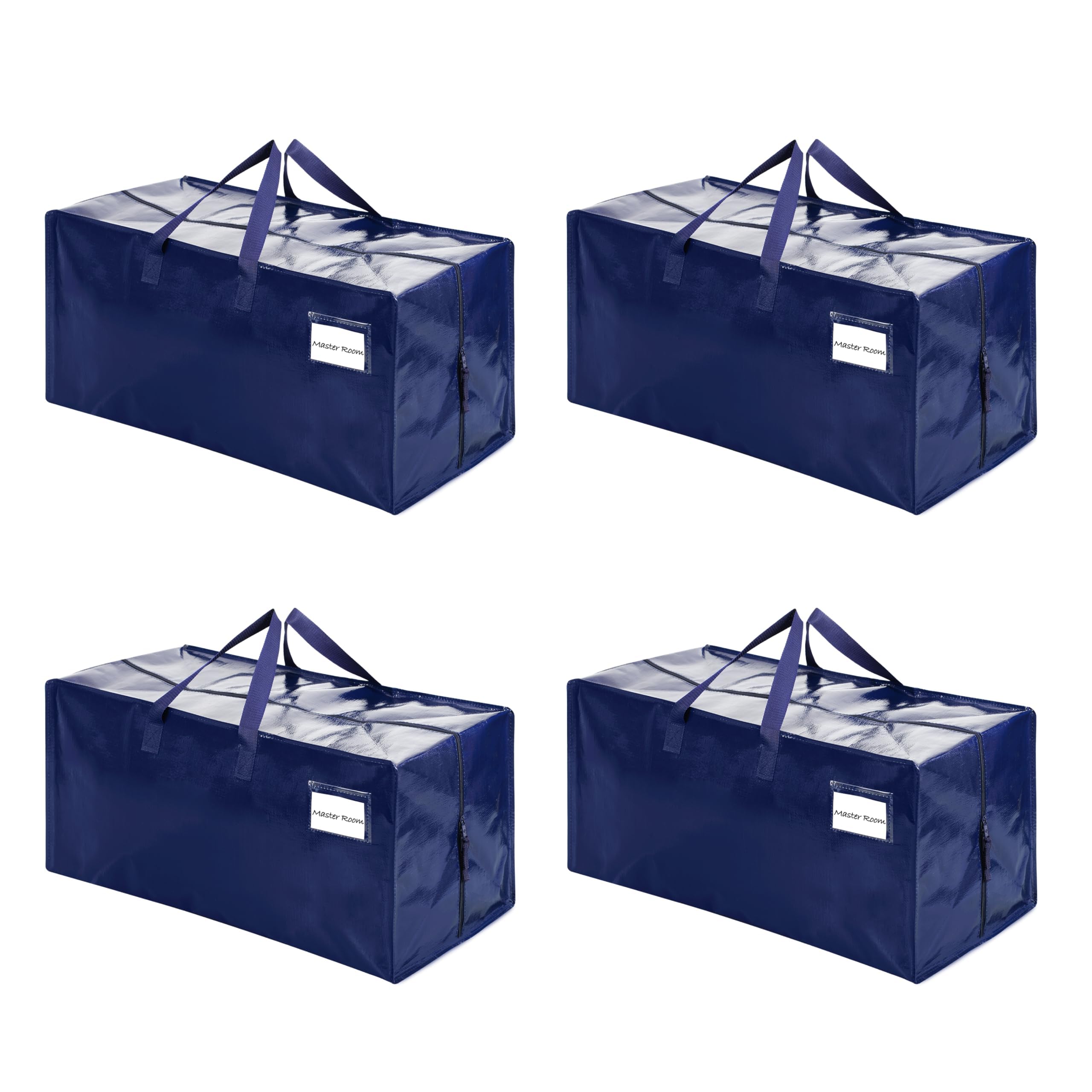 VENO 4 Pack Heavy Duty Extra Large Moving Bags WBackpack Straps Strong Handles & Zippers  Storage Totes For Space Saving  Fold Flat  Alternative to Moving Box (Blue  4 Pack)