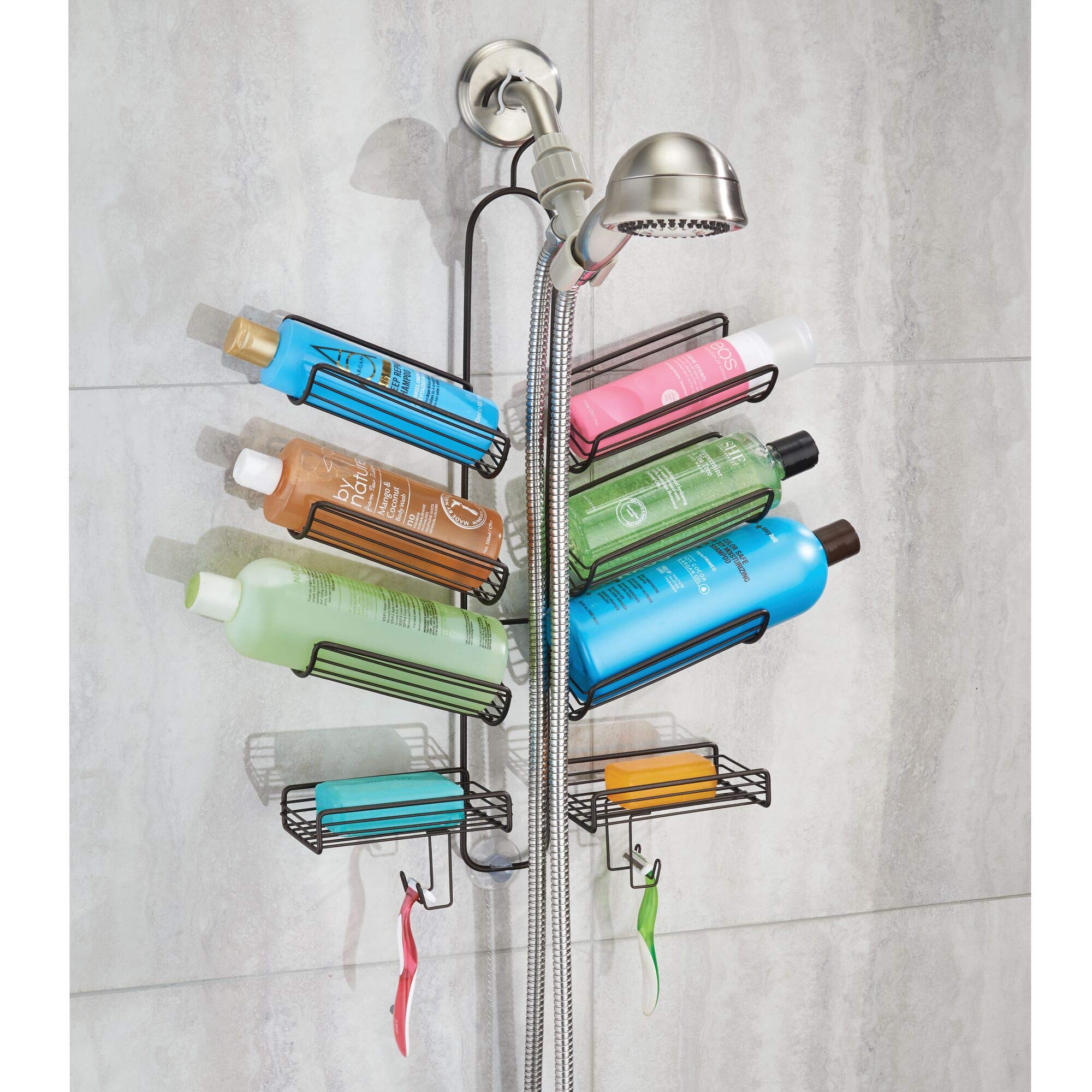 InterDesign Verona Metal Hanging Bathroom Caddy, Bronze, 25" x 14" x 4", Extra Space for Shampoo, Soap, Towels, Model 68541