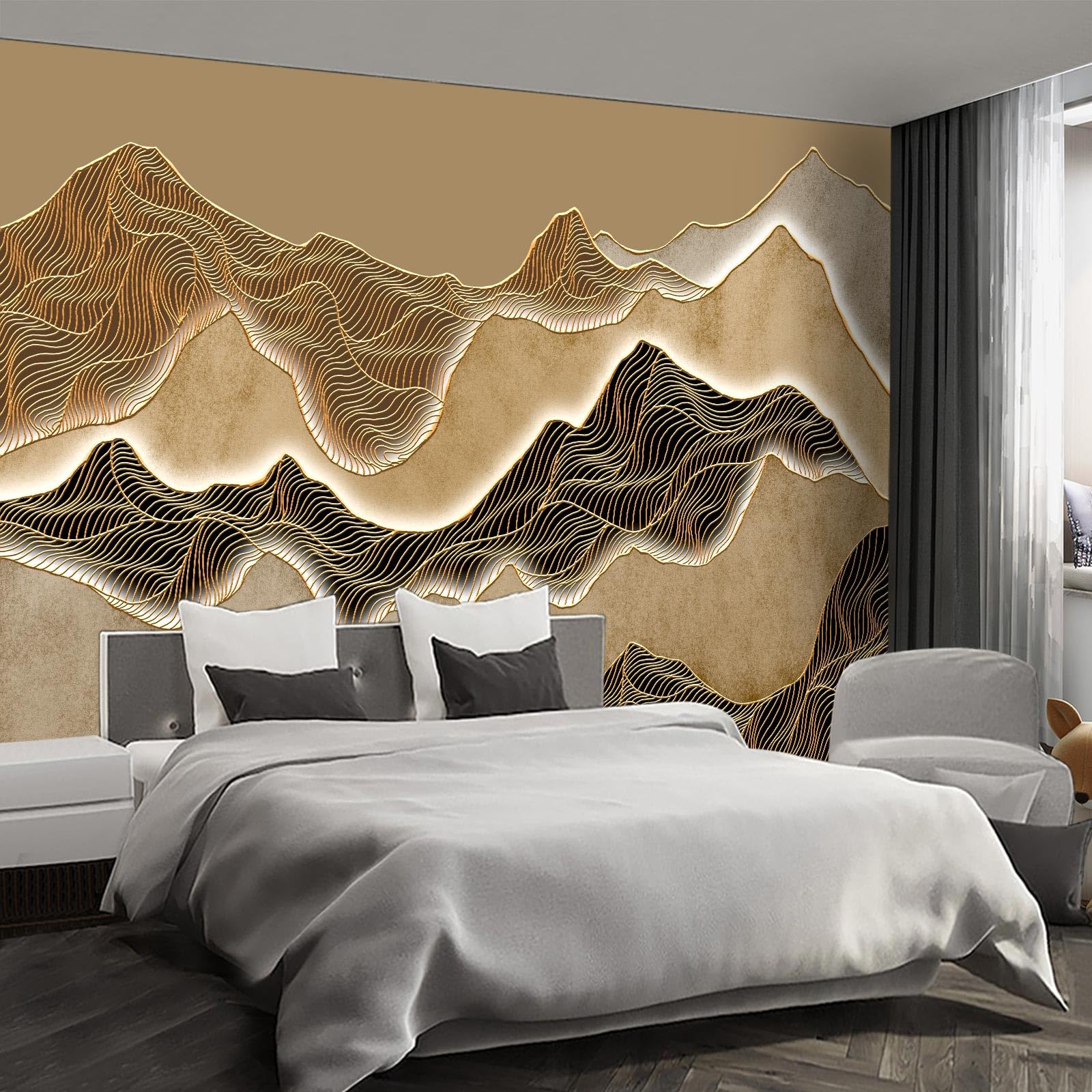 Fightal - 3D Relief Mural Hot foil Stamping Wallpaper for Living Room and Bedroom - M -85x118