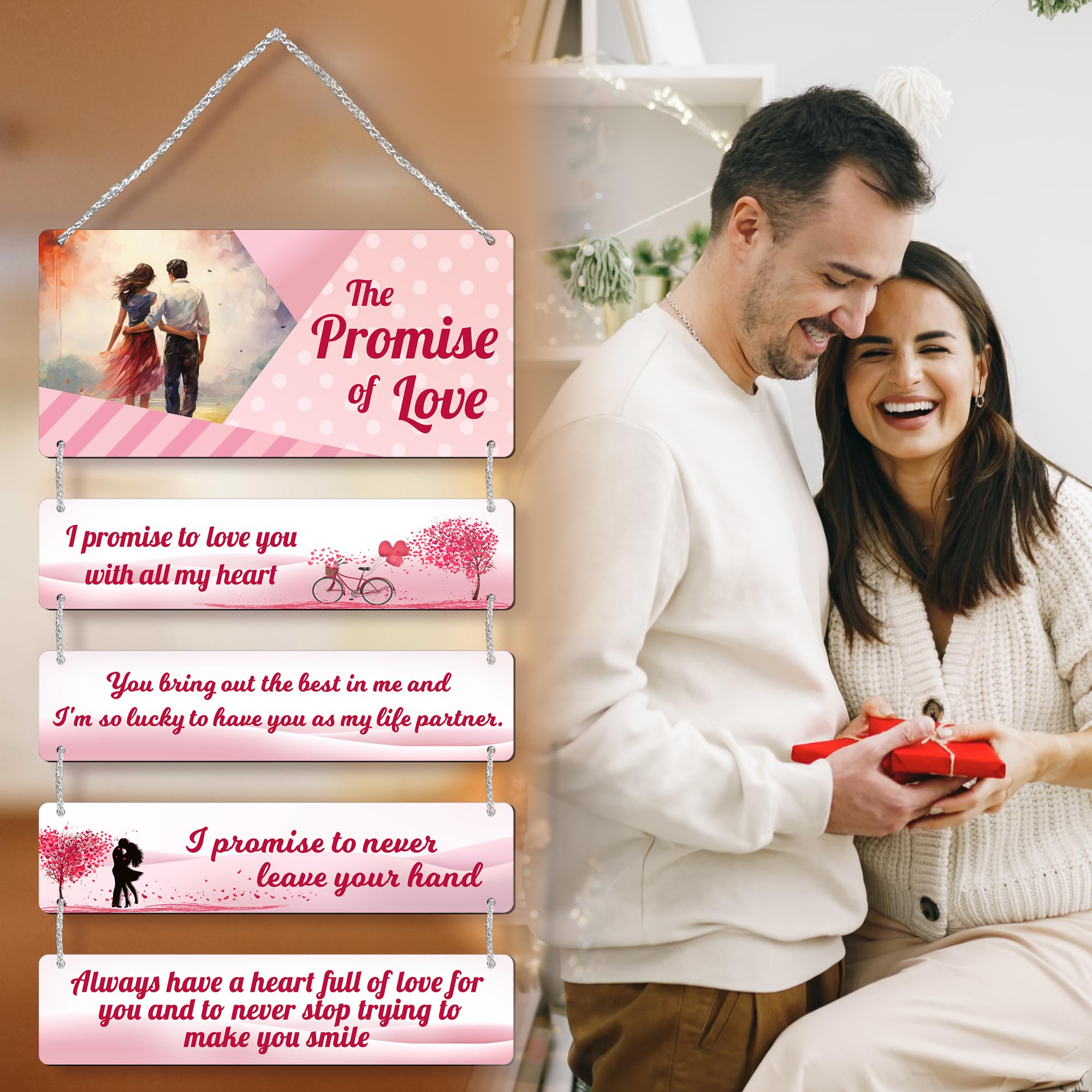 Regalo Casila The Promise of Love: Wooden Wall Hanging Gift for Soulmate, Newlyweds, and Couples - Ideal Home, Bedroom, Living R