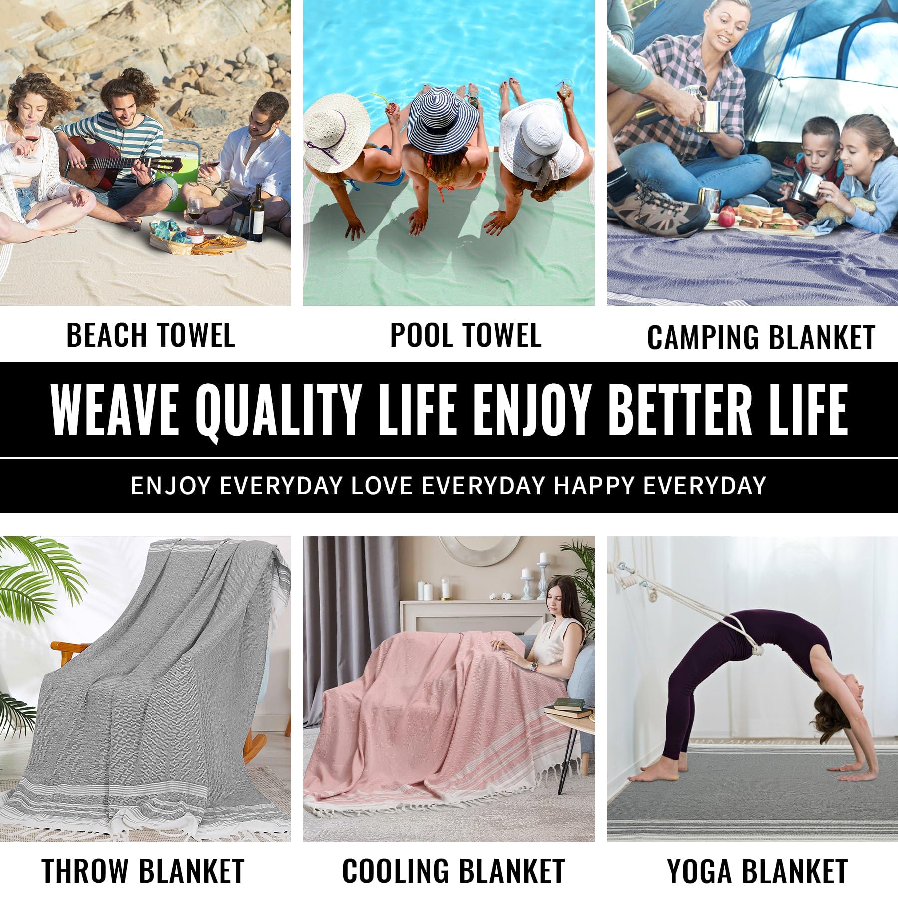 Large Throw Blanket Yoga Blanket Turkish Beach Towel Women Birthday 60Th 50Th 40Th 30Th Ideas Mother Day Grandma Nana Wife Siste