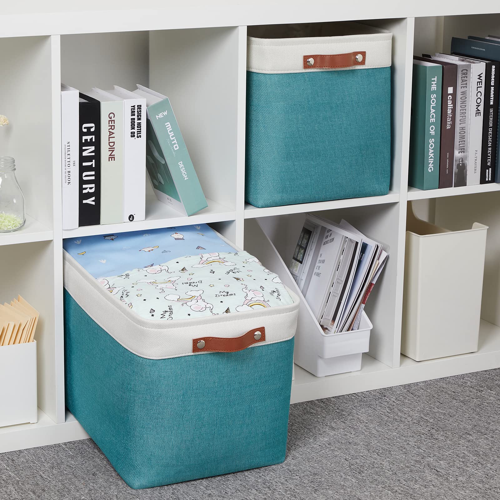 Hnzige Extra Large Fabric Storage Bin Baskets For Organizing Shelves [2 Pack] Storage Baskets For Closet 16 '' X 11.8 '' X 11.8