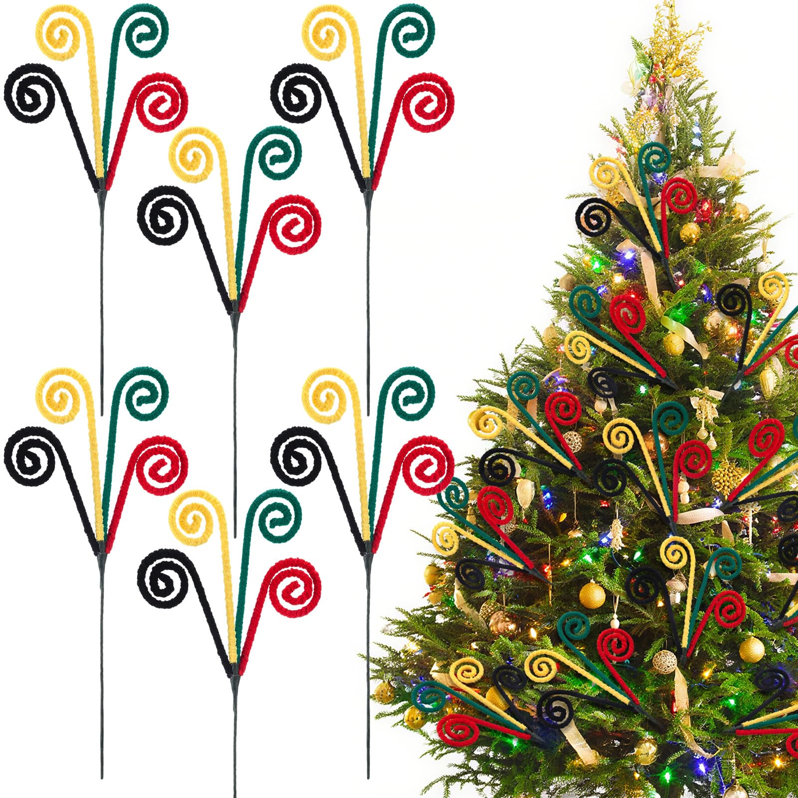 African American Kwanzaa Christmas Decor Black Santa Christmas Ornament 16 Kente Tree Pick Candy Cane Tree Topper Curly Pick Spr