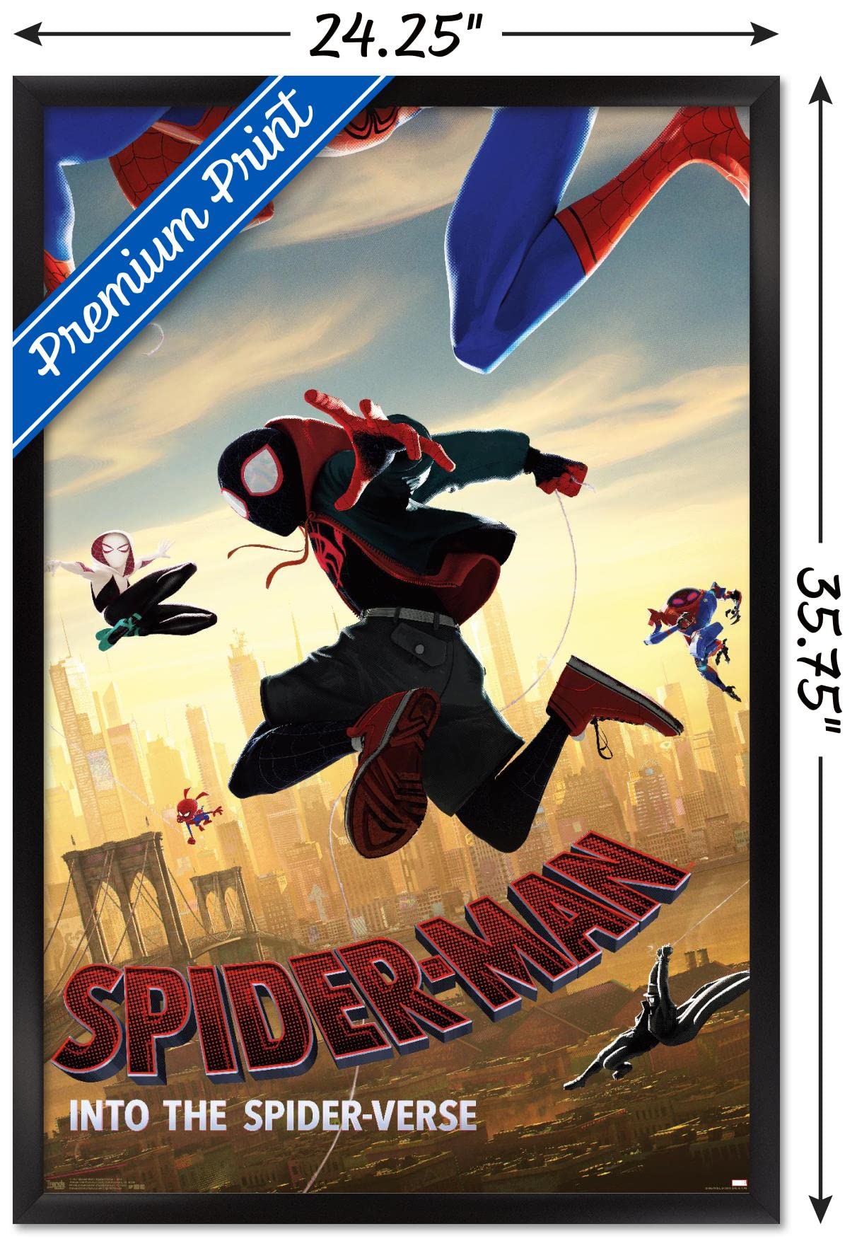Trends International Marvel Mcu - Spider-Man - Into The Spider-Verse - Dive Wall Poster, 22.375'' X 34'', Black Framed Version