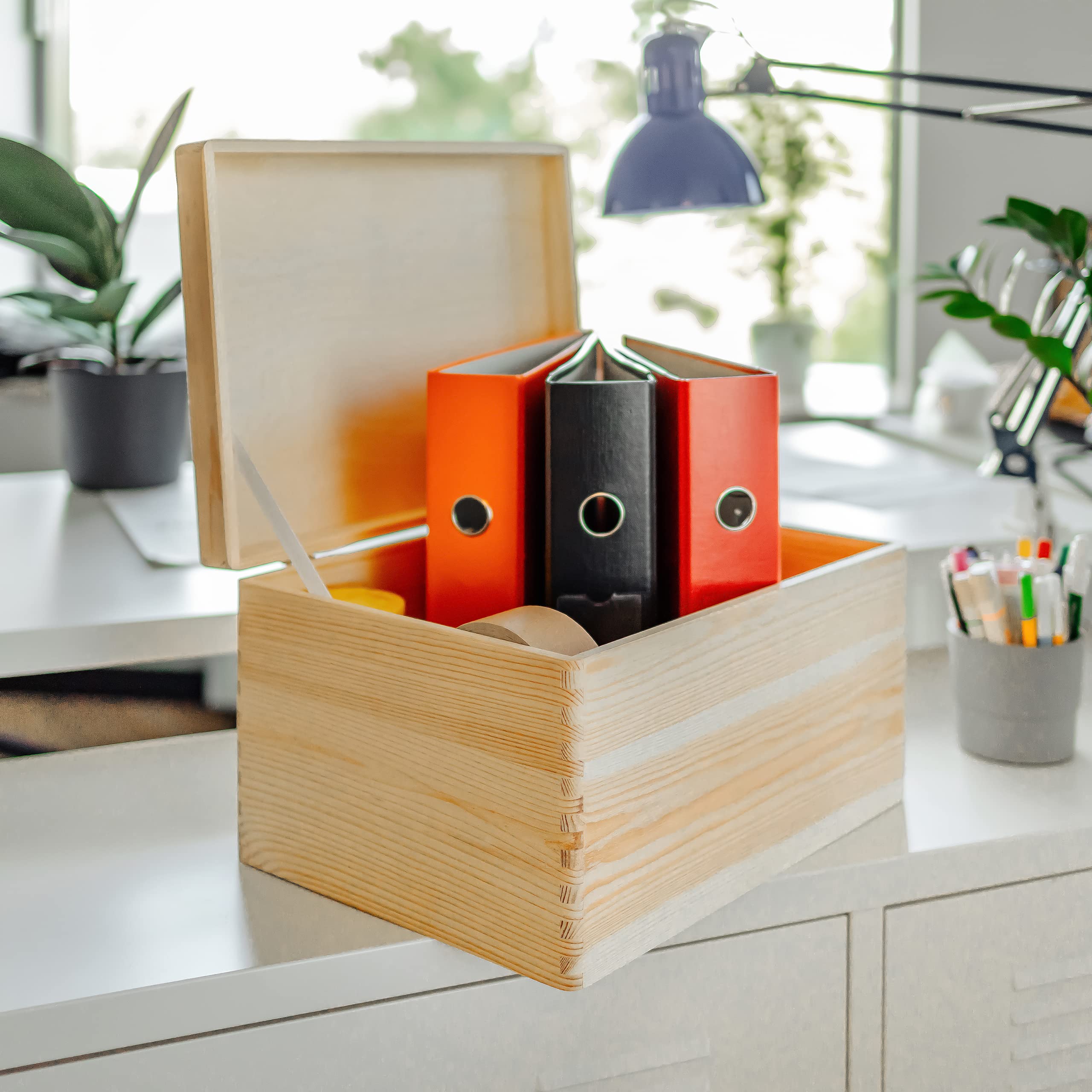 Creative Deco XXL Large Plain Wooden Box Storage Hinged Lid | 15.8x11.8x9.44 inches (+-0.5) | Unpainted Gift Box Tool Dog Toy Cl