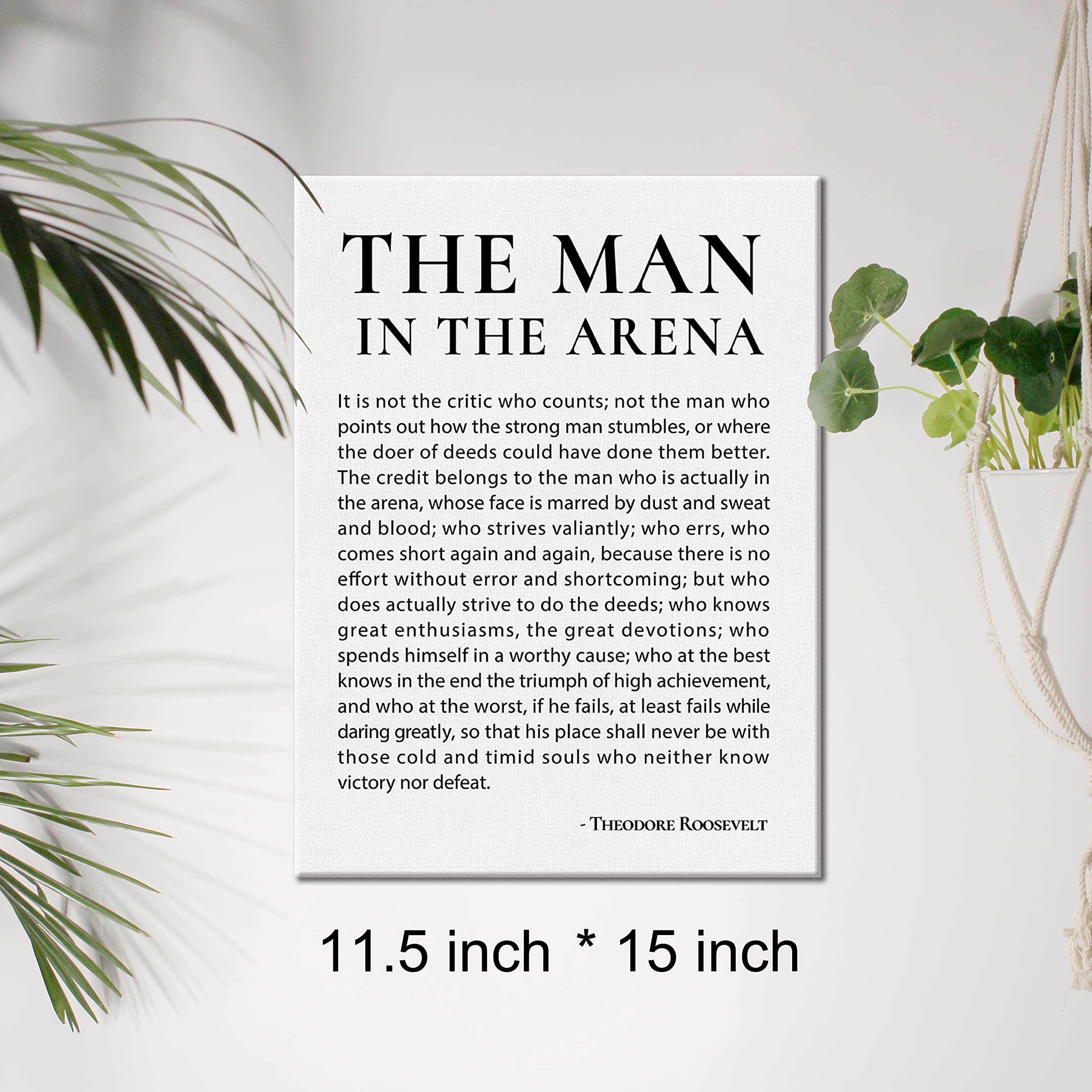Inspirational Canvas Wall Art Motivational The Man In The Arena Quote Canvas Print Positive Speech Quotes Canvas Painting Office