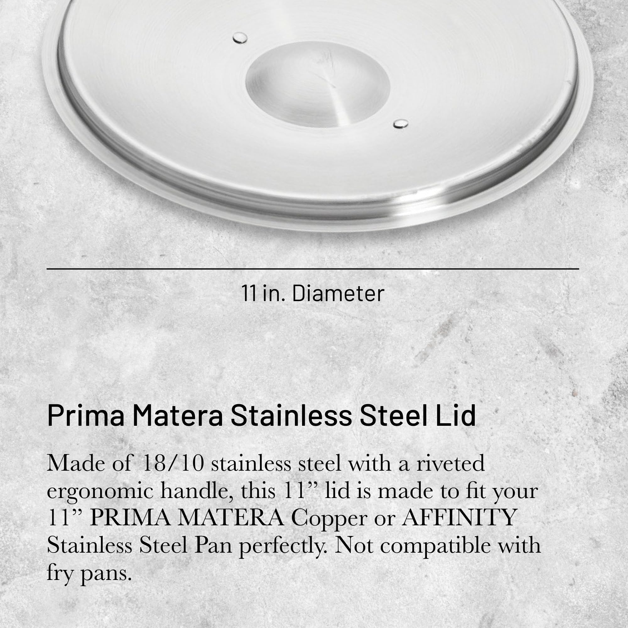 De Buyer Stainless Steel Lid, Polished - 11    - Compatible With 11'' Prima Matera Copper Or Affinity Stainless Steel Pan - Dish