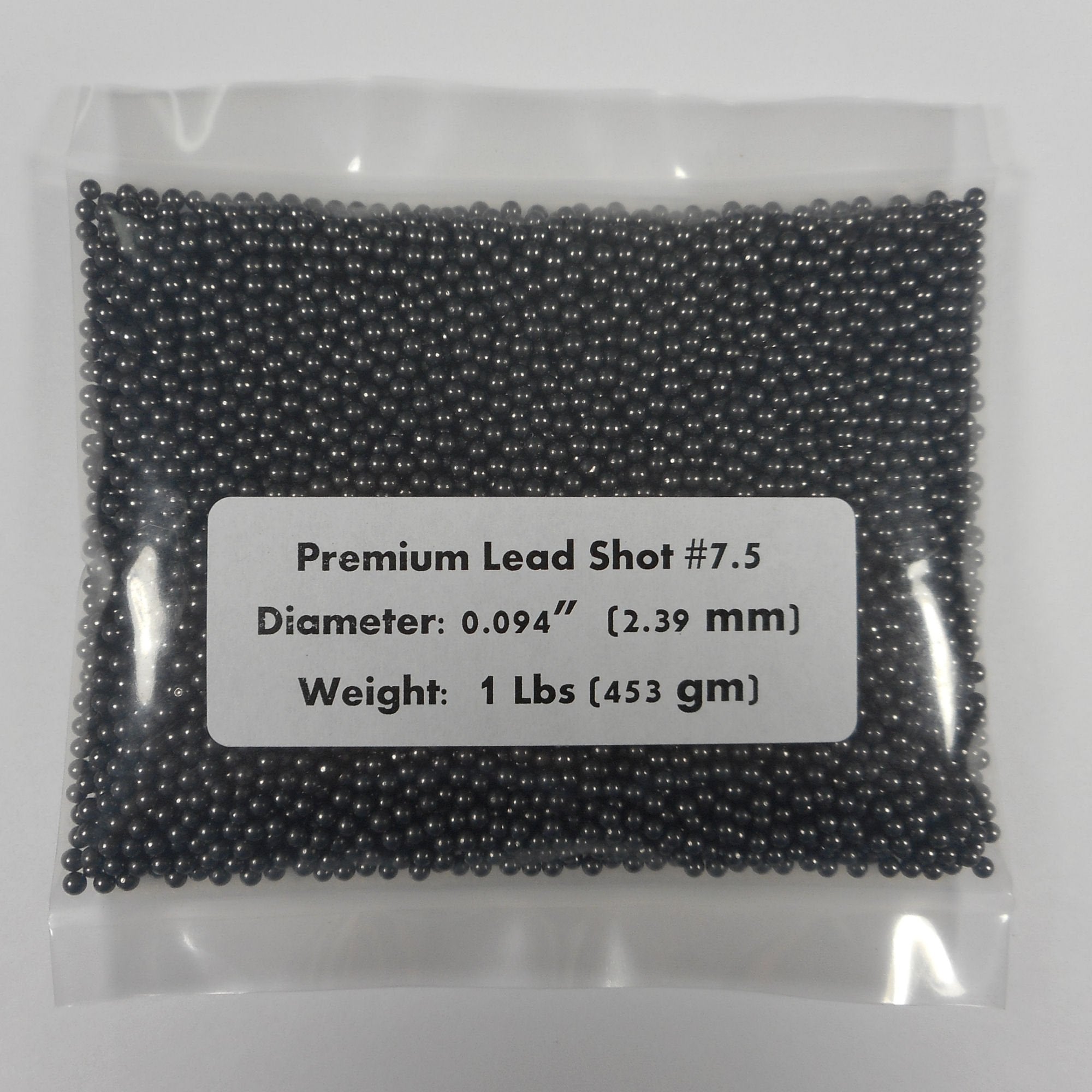 Lead Shot Balls #7.5 Bag 1 Lbs (16 Oz) (453 Gm) (0.094 '') (2.39 Mm) Dia