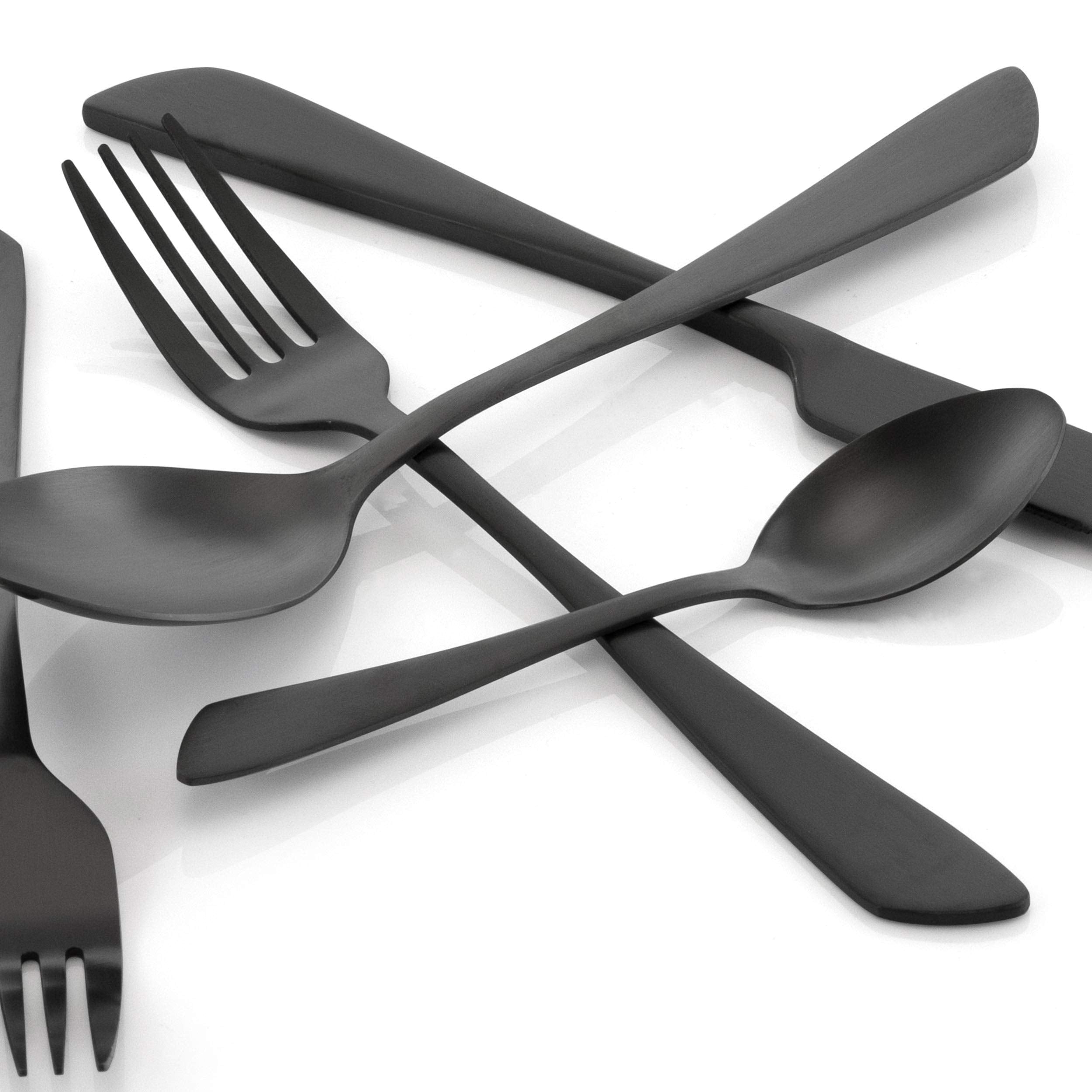 Megachef Gibbous 20 Piece Flatware Utensil Set, Stainless Steel Silverware Metal Service For 4 In Black