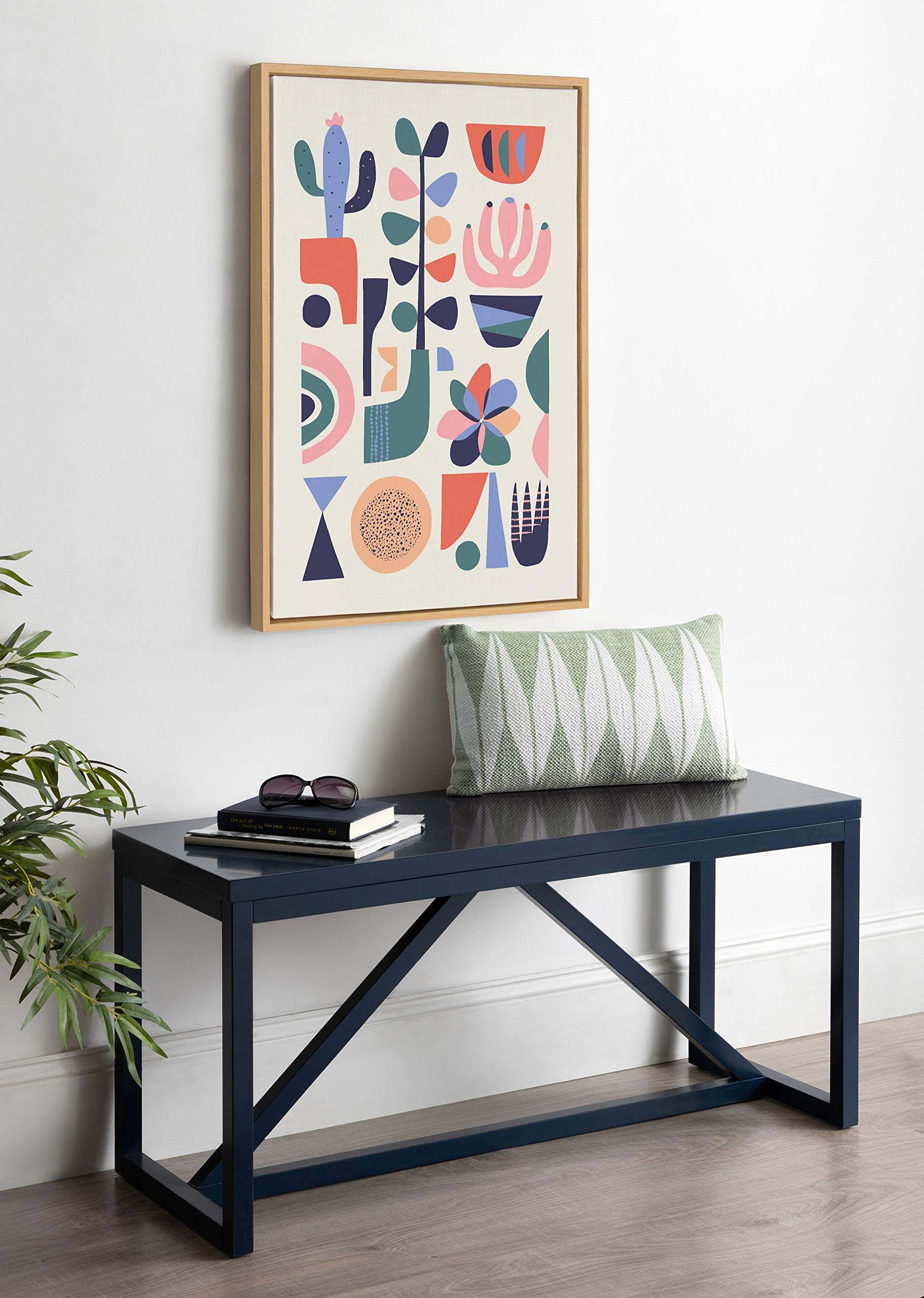 Kate And Laurel Sylvie Mid-Century Succulents Framed Canvas Wall Art By Rachel Lee, 23X33 Natural, Botanical Plant Home Decor