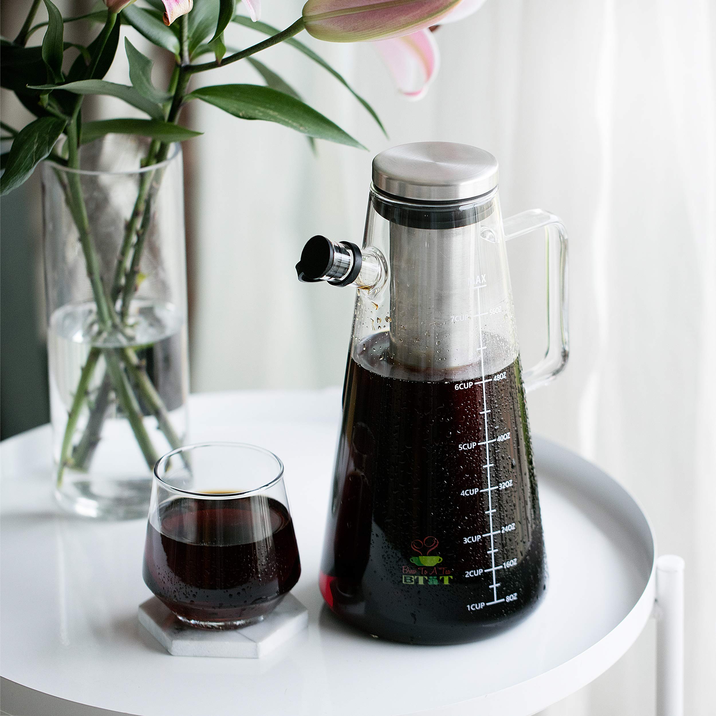Btat- Cold Brew Coffee Maker, Iced Coffee Maker, 2 Liter, 2 Quart, 64 Oz, Iced Tea Maker, Cold Brew Maker, Tea Pitcher, Coffee A