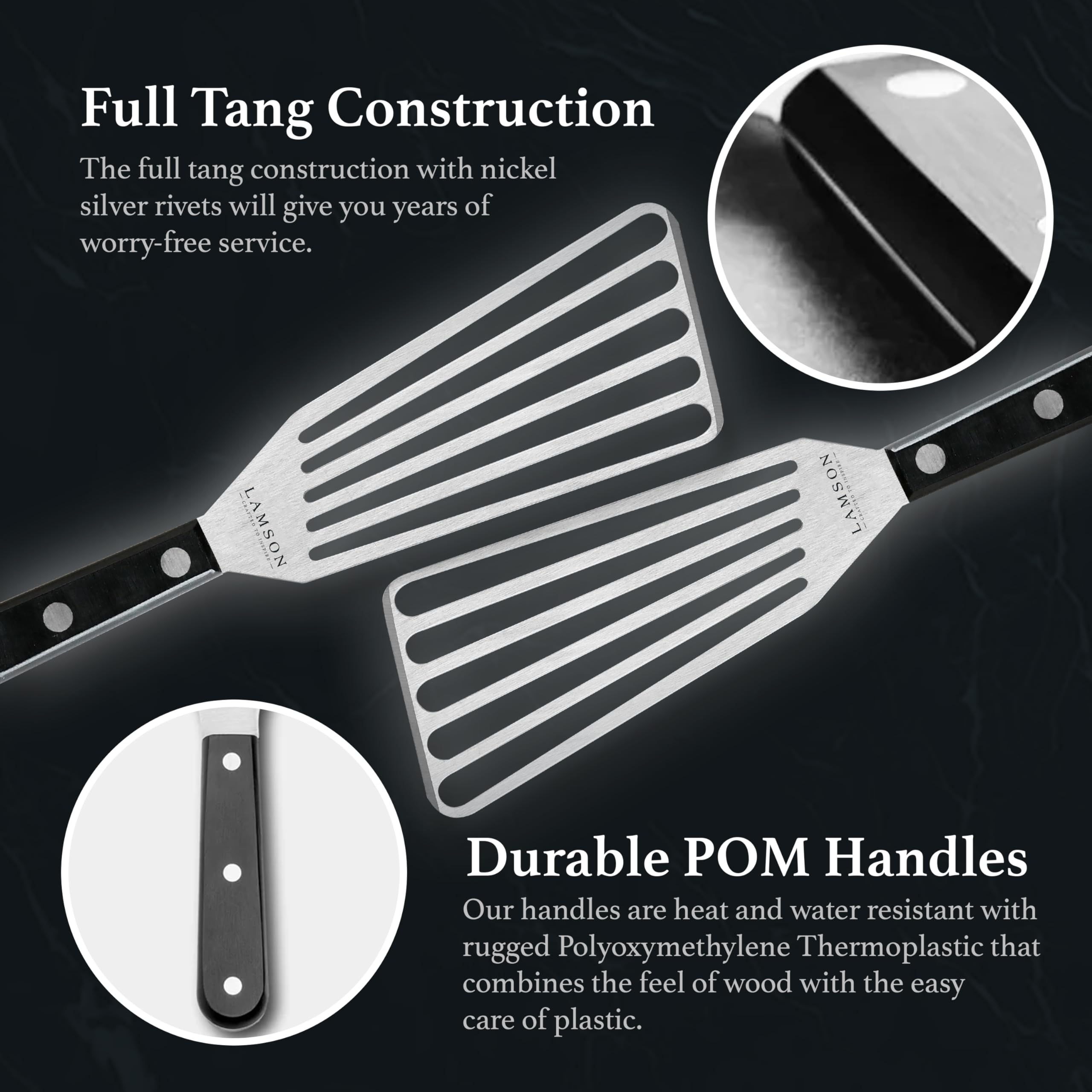 Lamson 3'' X 6'' Chef'S Slotted Turner With Noir Ultra Durable Handle - Left Hand