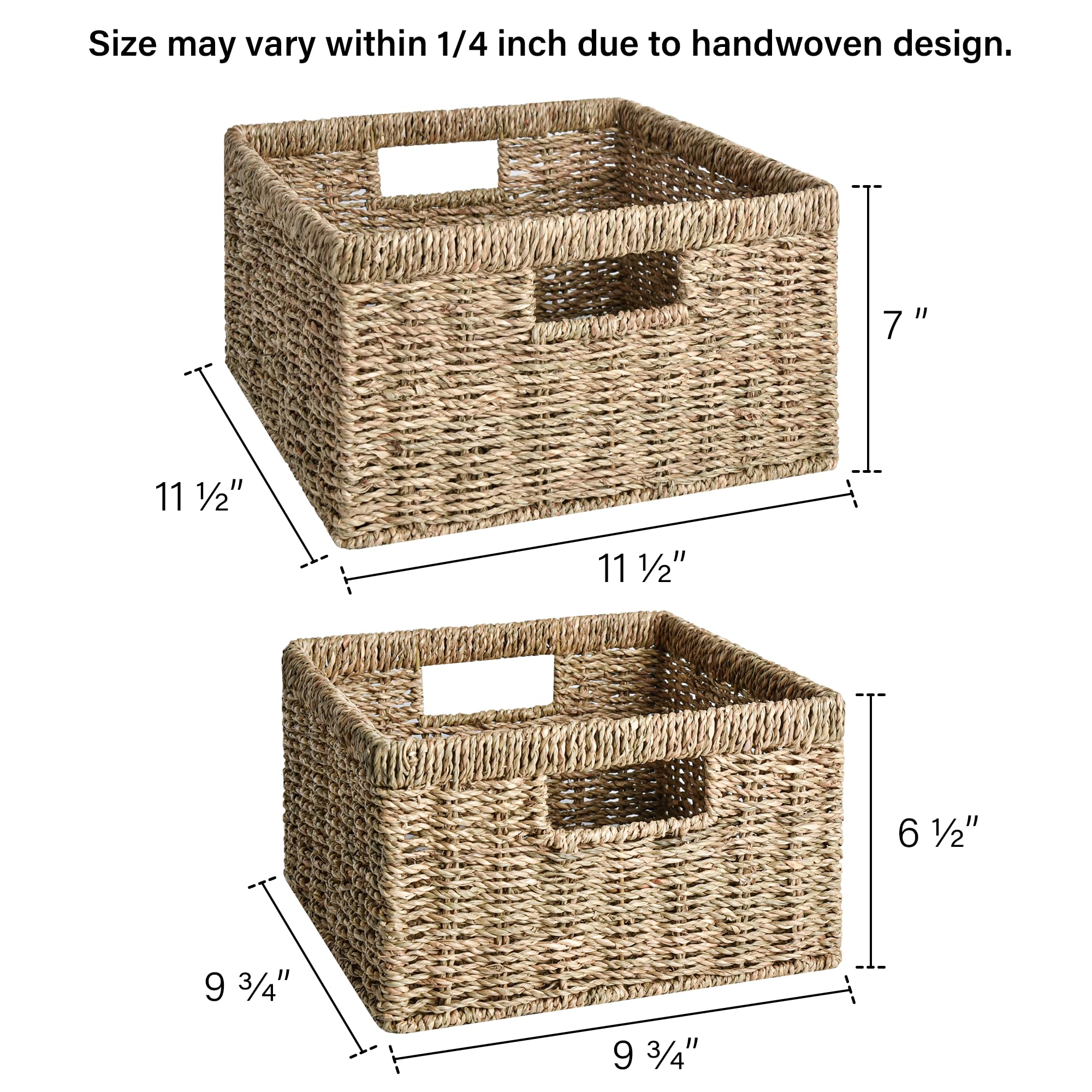 Storageworks Wicker Storage Baskets, Handwoven Seagrass Baskets For Organizing, Decorative Wicker Baskets With Built-In Handles,