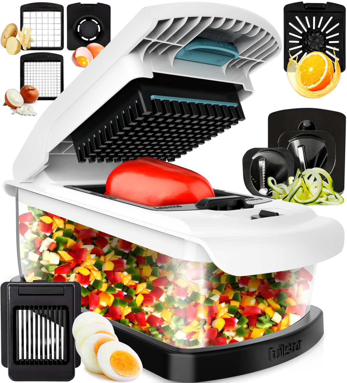 Fullstar 9-In-1 Vegetable Chopper With Extra Large Catch Tray - Xl Veggie Chopper, Chopper Vegetable Cutter - Food Chopper, Kitc