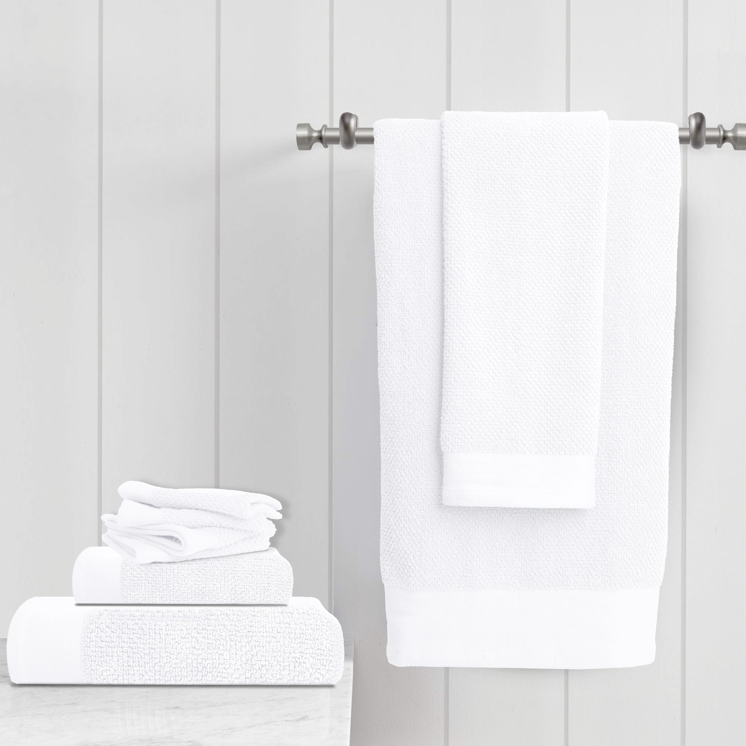 Tens Towels 8 Pack Popcorn Textured Luxury Towels Set, 2 Large Bath Towels, 2 Hand Towels, 4 Washcloths, 100% Cotton, Plush Hote