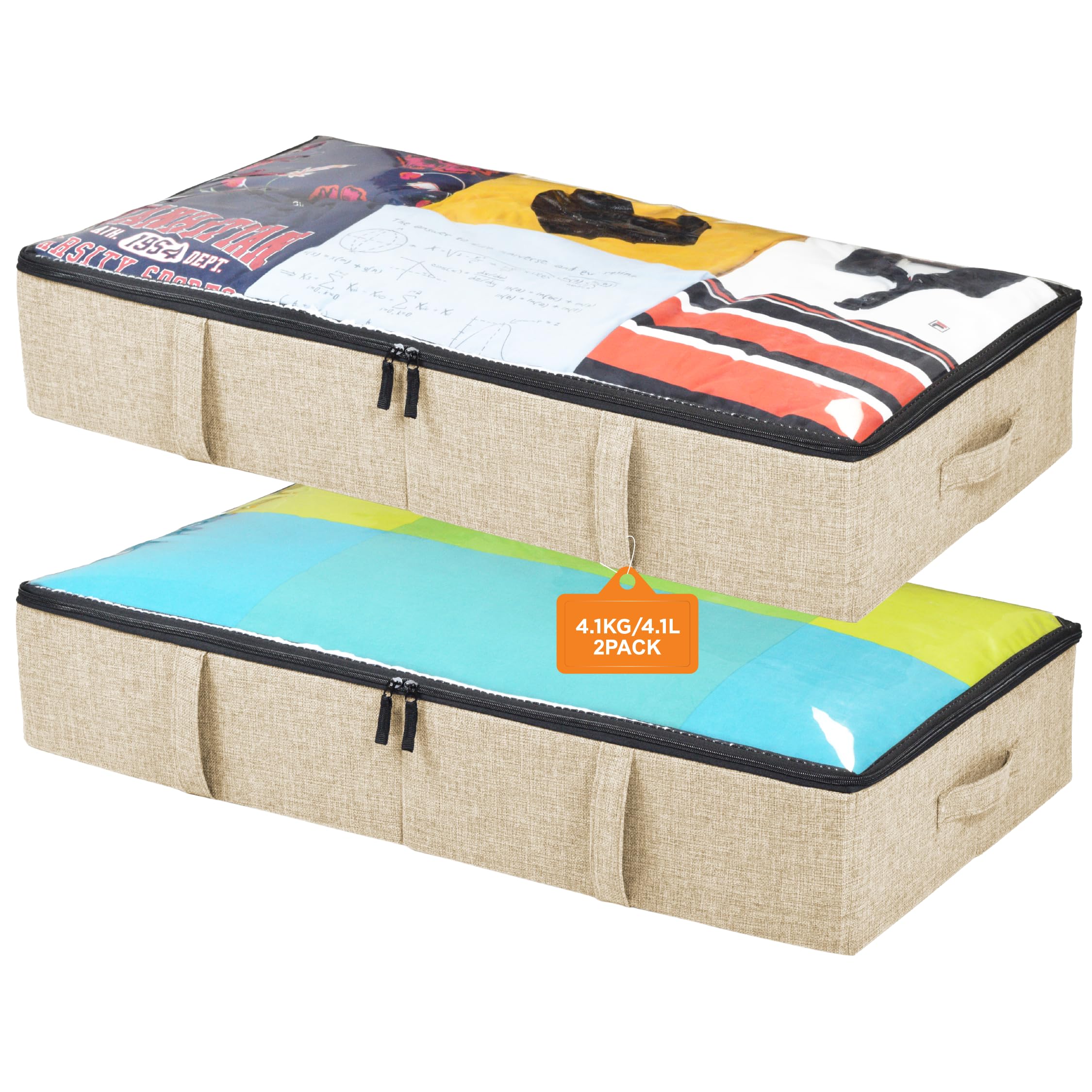 storageLAB Under Bed Storage Containers, Closet Organizers with Sturdy Handles for Clothes, Comforters, and Accessories, Use Und