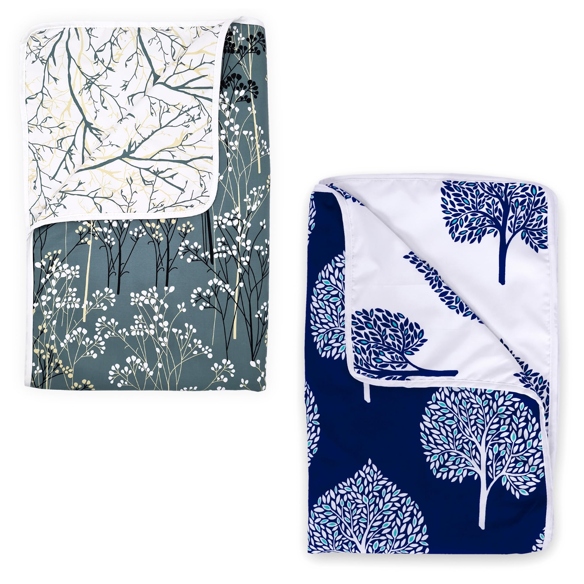 Divine Casa Microfiber AllWeather 120 Gsm Printed Lightweight Reversible Single Bed Ac Dohar Blanket Set Of 2  Blue And Green|
