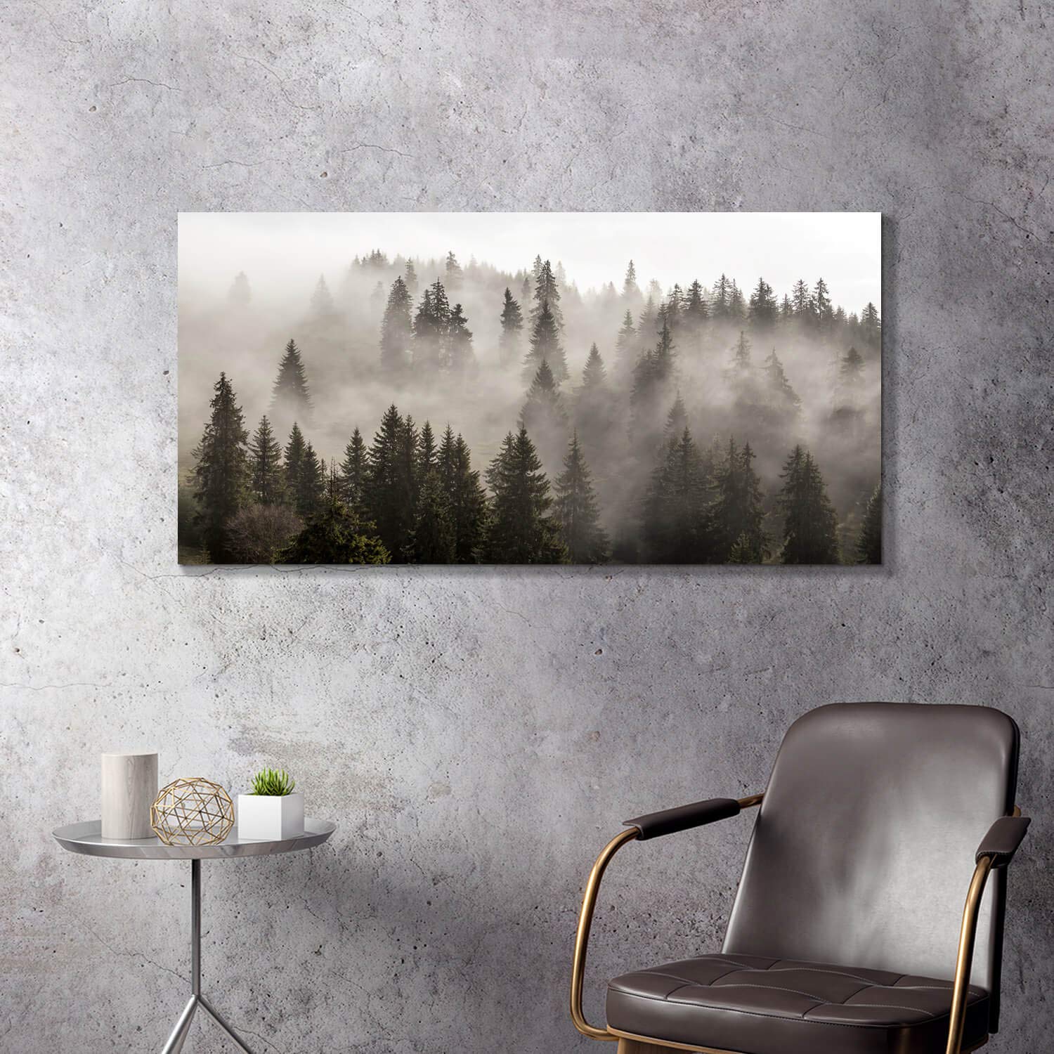 Artistic Path Foggy Forest Canvas Wall Art: Landscape Mountain Artwork Photographic Print Pictures For Bedrooms (40'' W X 20'' H