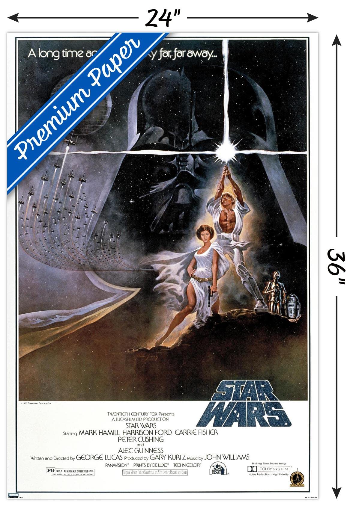 Trends International 24X36 Star Wars: A New Hope - Original One Sheet Wall Poster, 24'' X 36'', Premium Unframed Version
