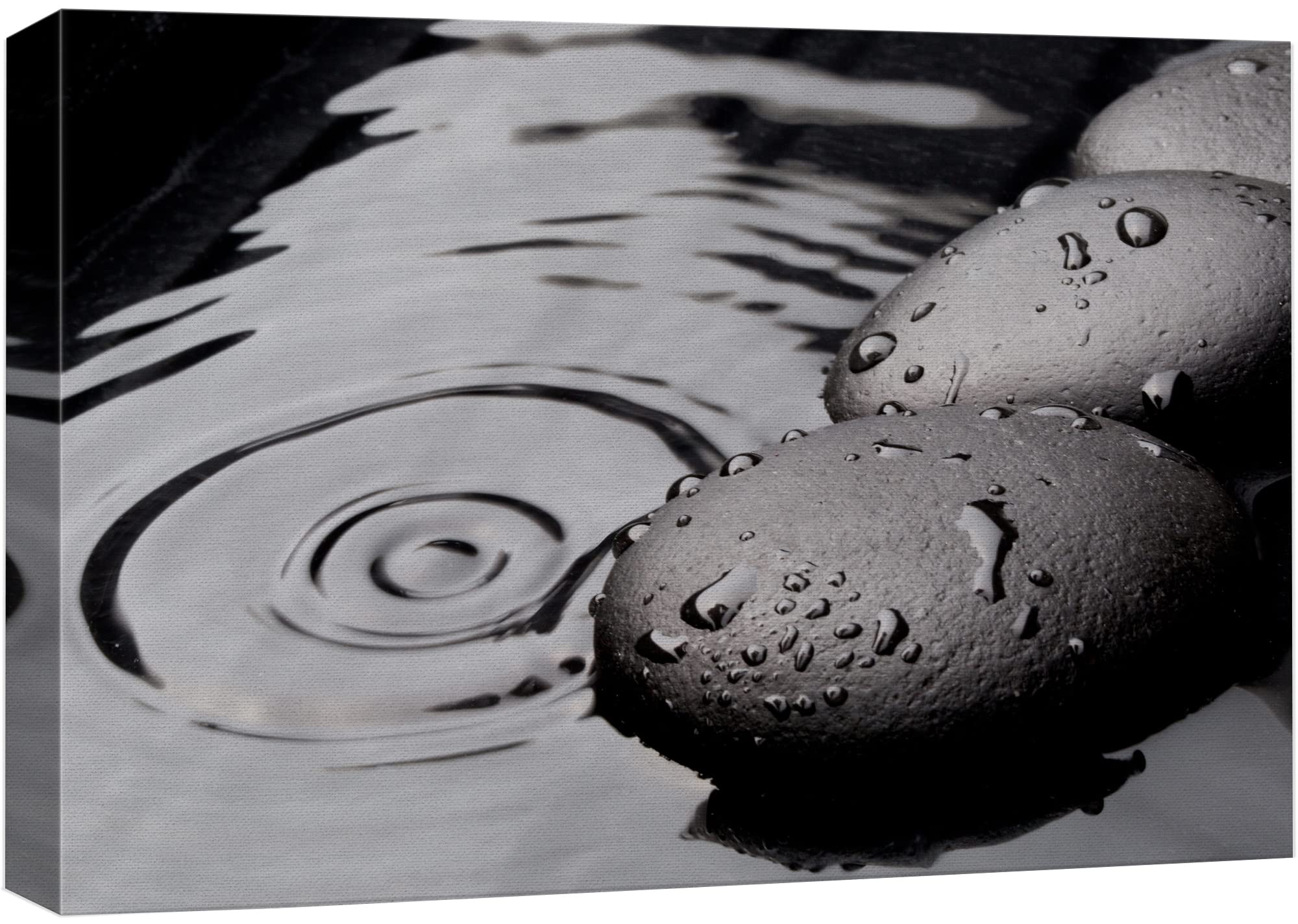 Wall26 Canvas Print Wall Art Black Rocks With Ripples In The Water Floral Nature Photography Realism Bohemian Scenic Relax/Calm