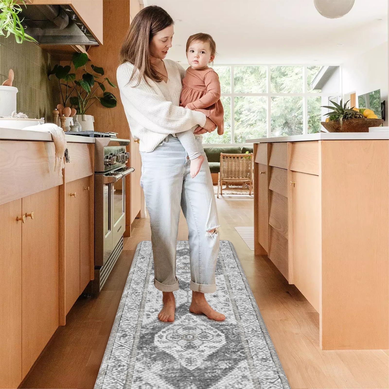 Kimdoe Kitchen Rugs 2Pcs Cushioned Anti Fatigue Kitchen Mat Non-Skid Waterproof Kitchen Runner Rug Ergonomic Comfort Foam Standi