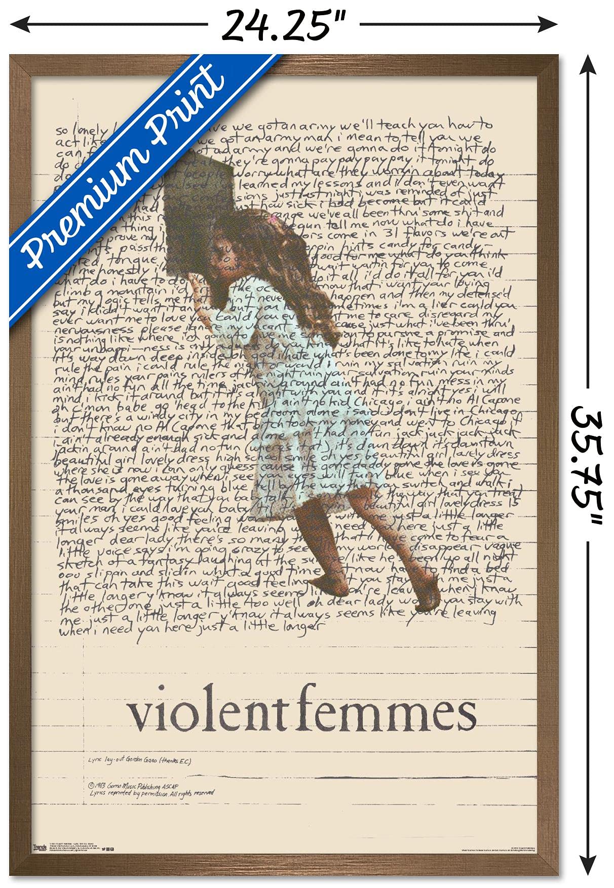 Trends International Violent Femmes - Lyric Girl Tea Towel Wall Poster, 22.375'' X 34'', Bronze Framed Version