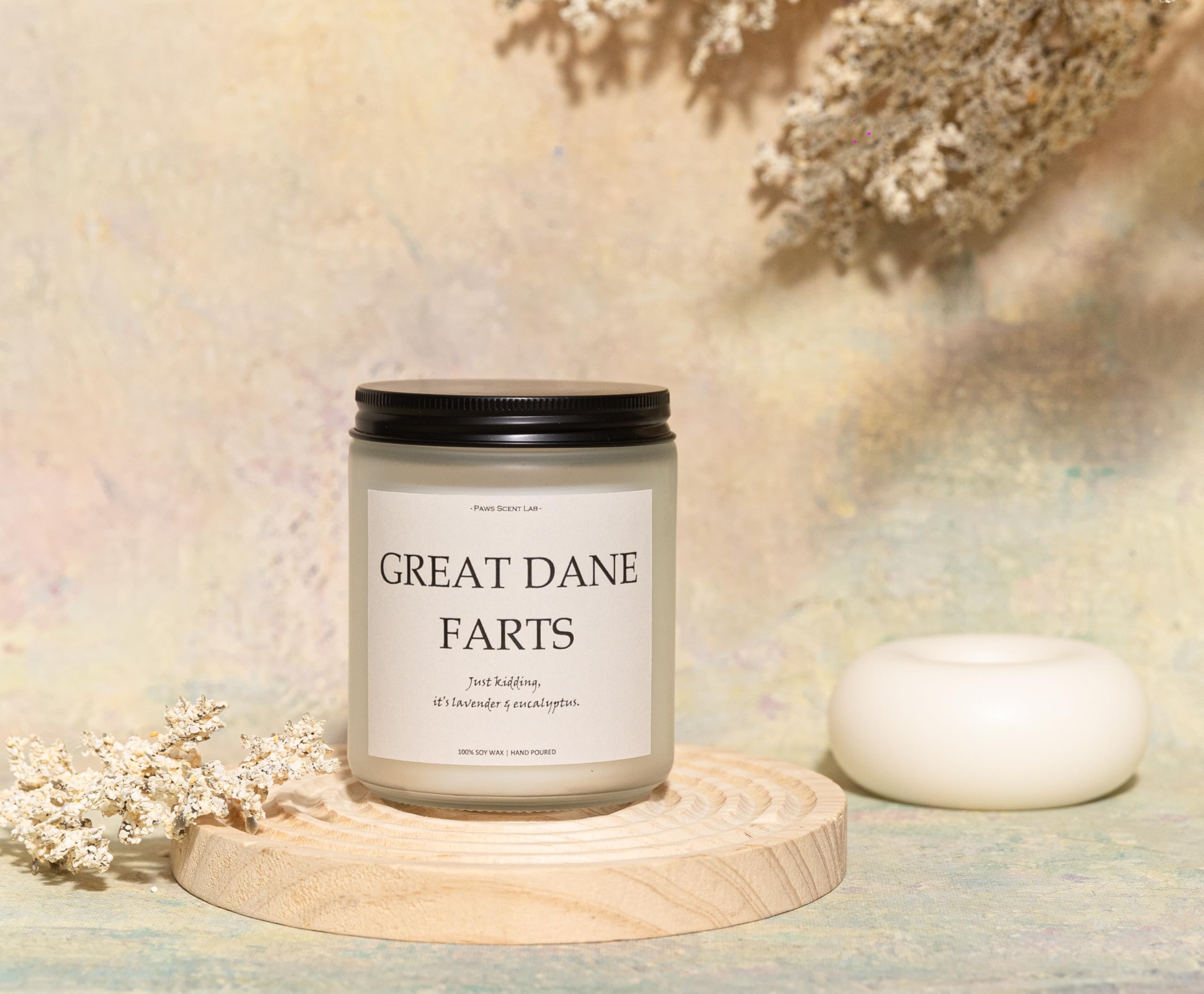 Great Dane Gifts, Great Dane Decor, Dog Farts Candle, Dog Mom Gifts for Women - Lavender & Eucalyptus, Crafted by Natural Soy Wa