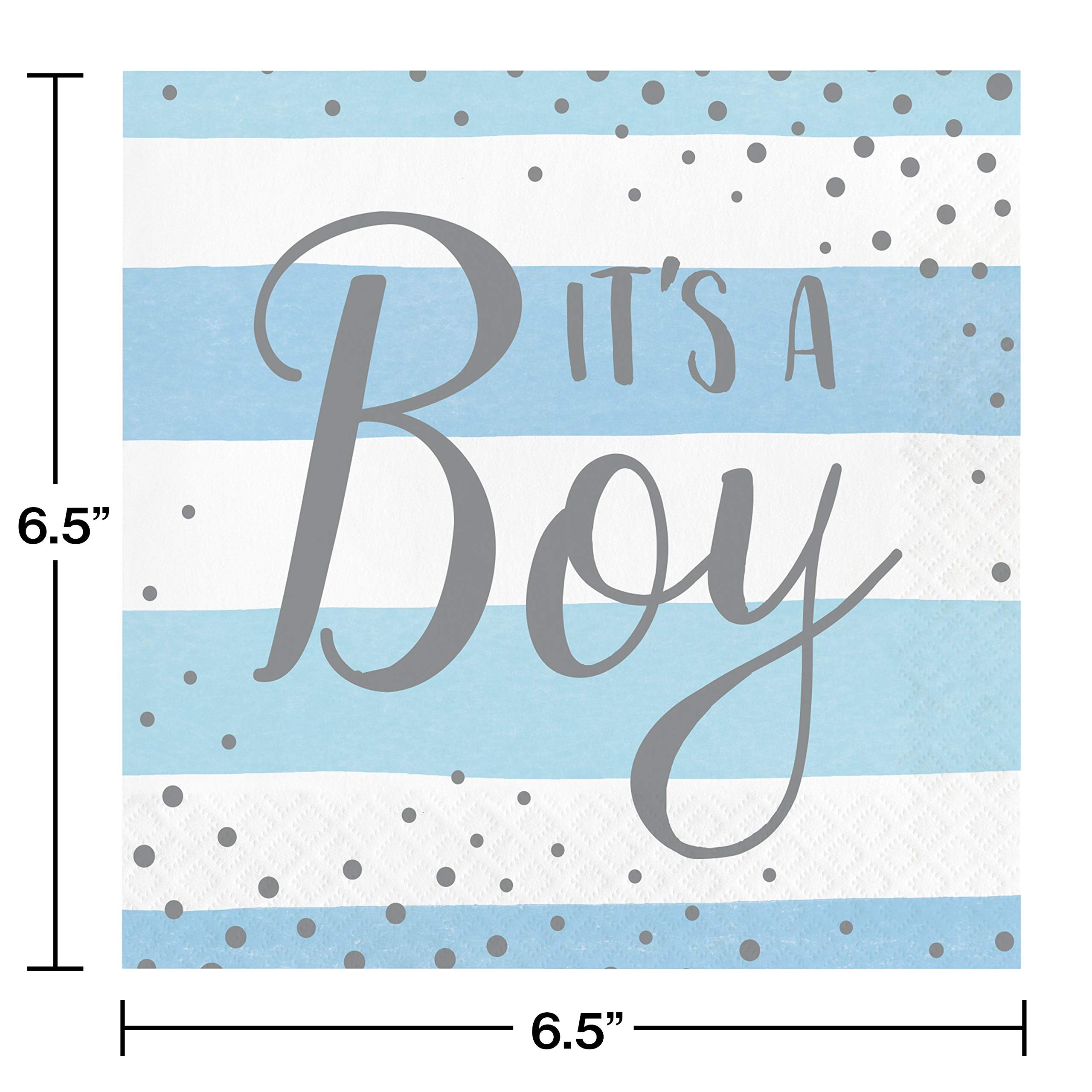Creative Converting Blue And Silver Celebration It'S A Boy Napkins, 16 Ct, Multi-Color, ''6.5''''''